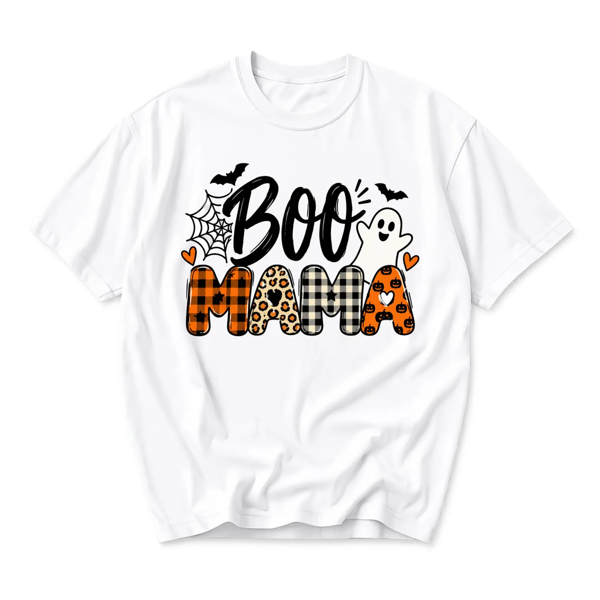 Funny Shirt Boo Mama Graphic Tee Seasonal Halloween Apparel for Fall Holidays Festive Unisex Crew Neck Casual Outfit