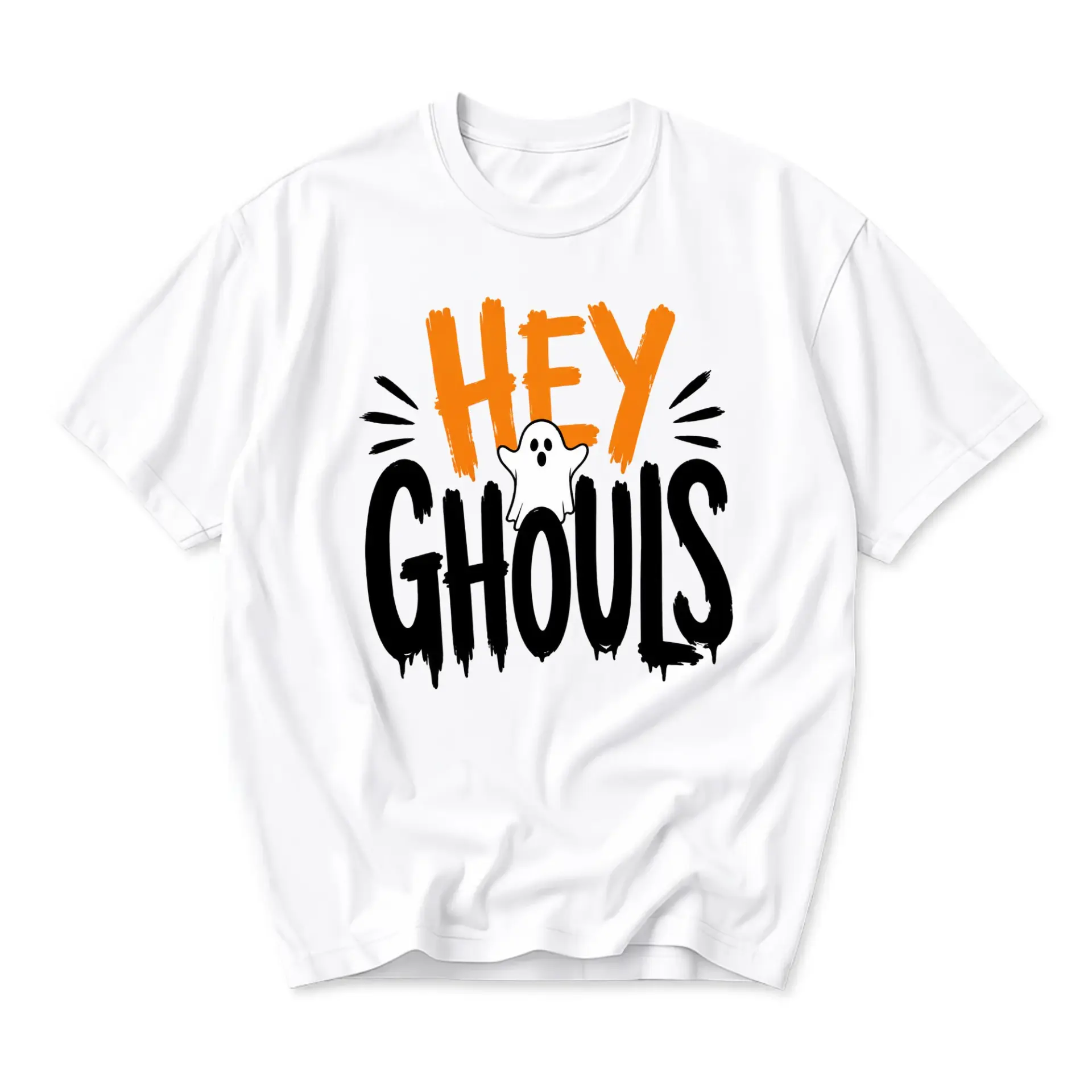 Funny Shirt Hey Ghouls Graphic Tee Unisex Casual Apparel Fall Season Inspired Graphic Printed Crew Neck Top