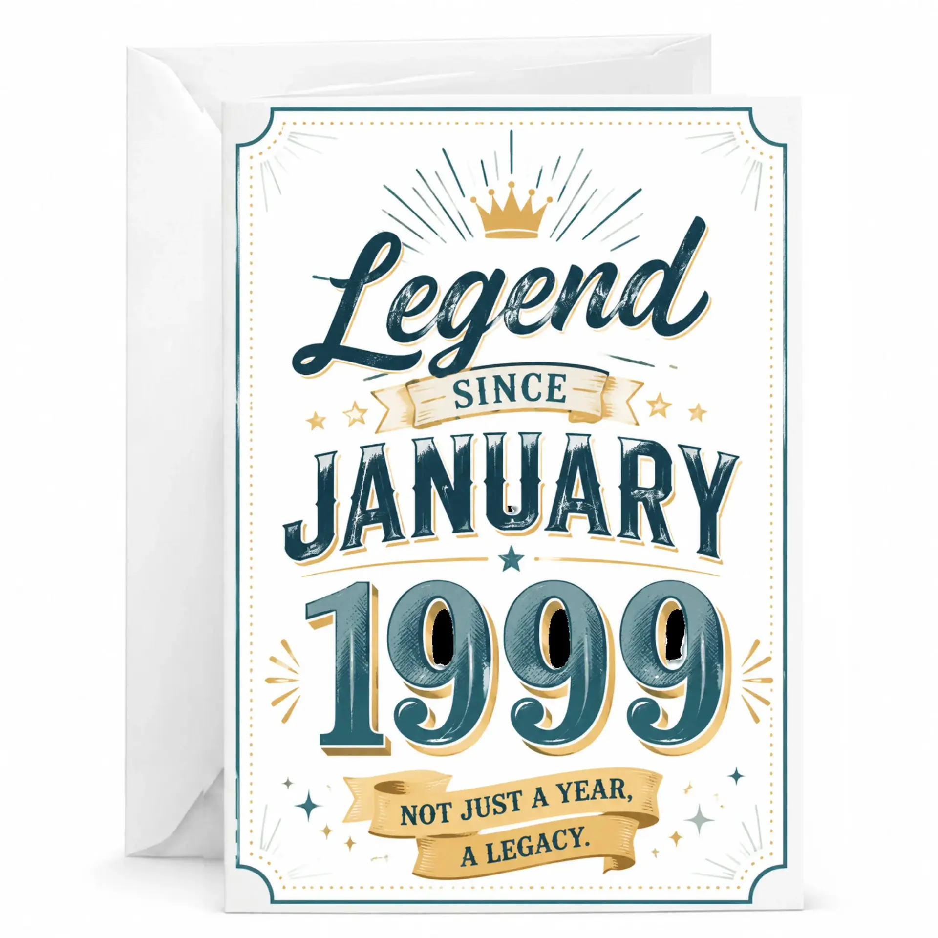 Birthday Card Legend Since January 1999 Vintage Style Celebration Greeting Card for Milestone Birthdays