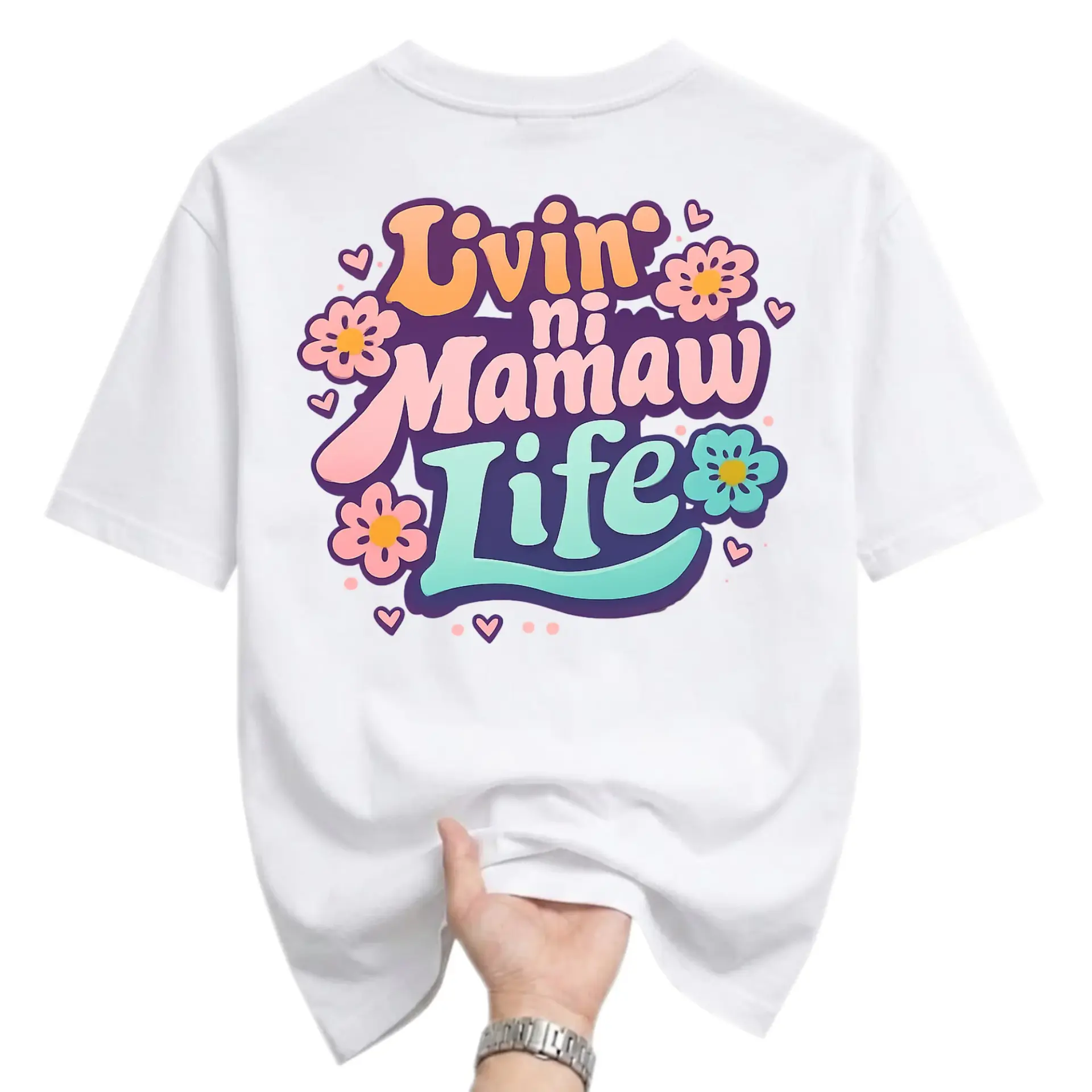 Funny Shirt Ni Mamaw Life Retro Floral Graphic Tee Casual Unisex Crew Neck Short Sleeve Cotton Comfort Apparel