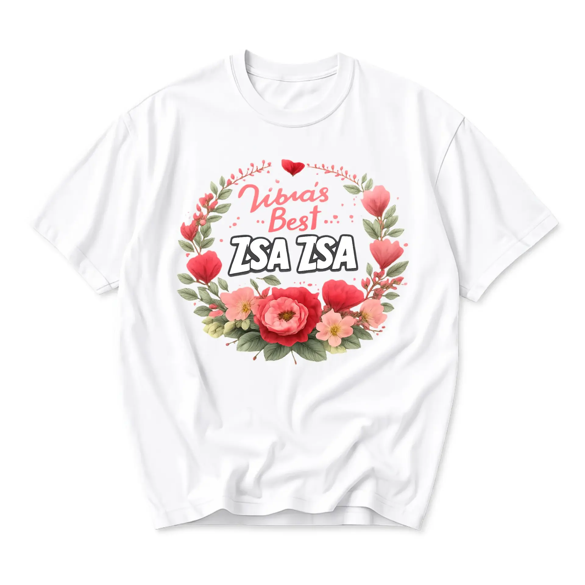 Graphic Tee Zsa Floral Wreath Print Unisex Casual Short Sleeve Crew Neck