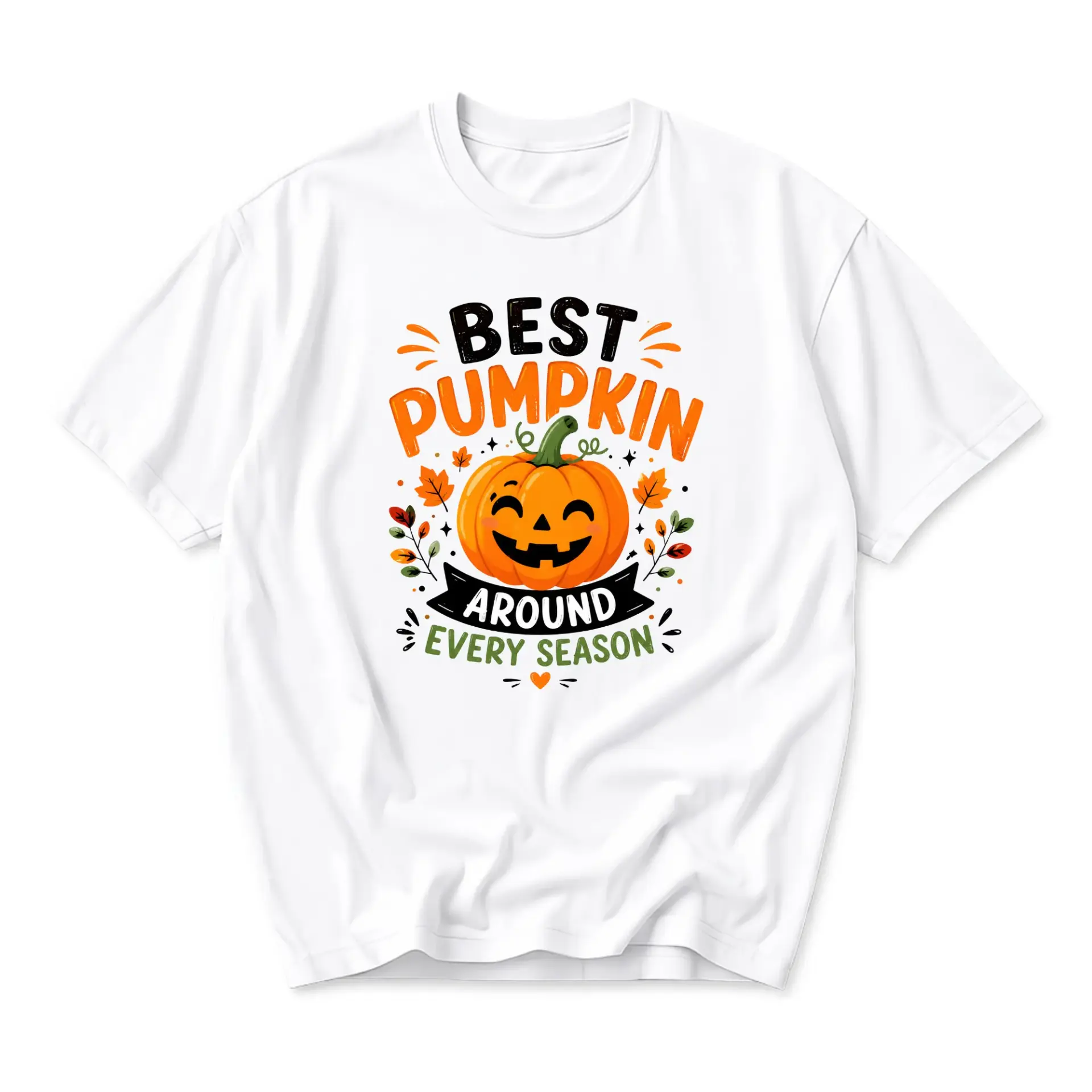 Graphic Tee Best Pumpkin Around Every Season Autumn Fall Festival Unisex Crew Neck Comfortable Cotton Blend T-Shirt