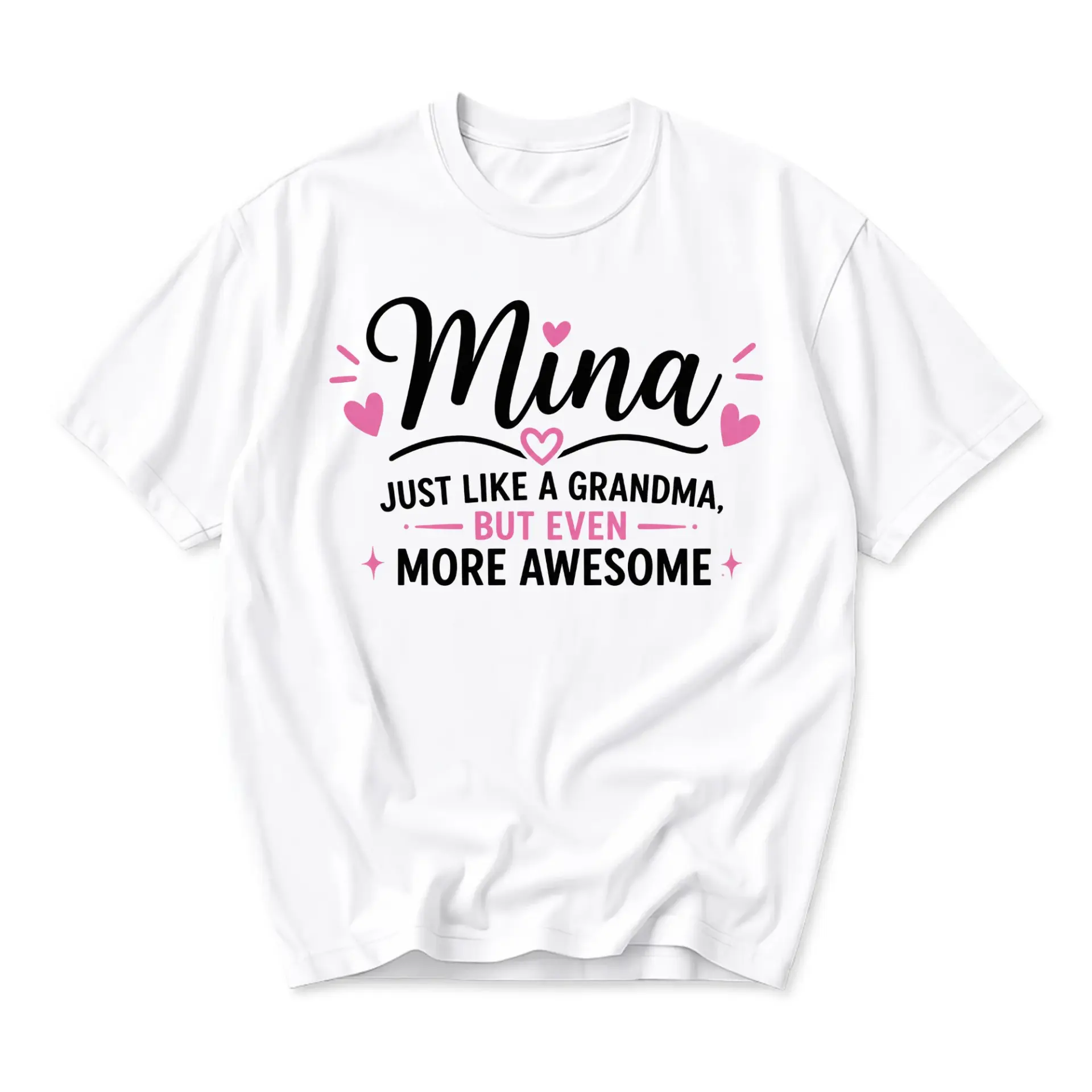 Funny Shirt Mina Just Like a Grandma but Awesome Graphic Tee Unisex Casual Short Sleeve Cotton Crew Neck