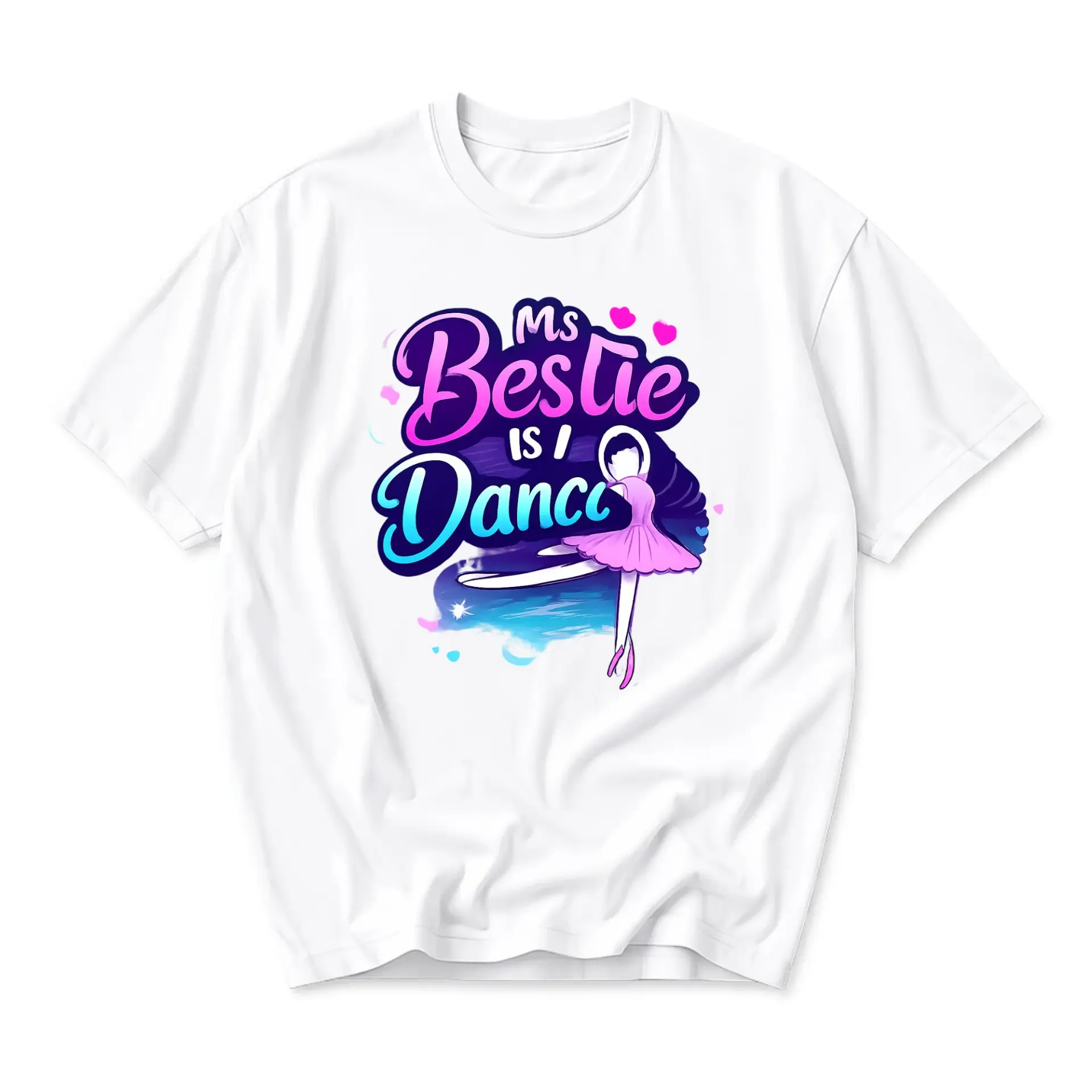 Graphic Tee Ms Bestie Is Dance Ballet Dancer Illustration Unisex Short Sleeve Crew Neck Casual Cotton Shirt White