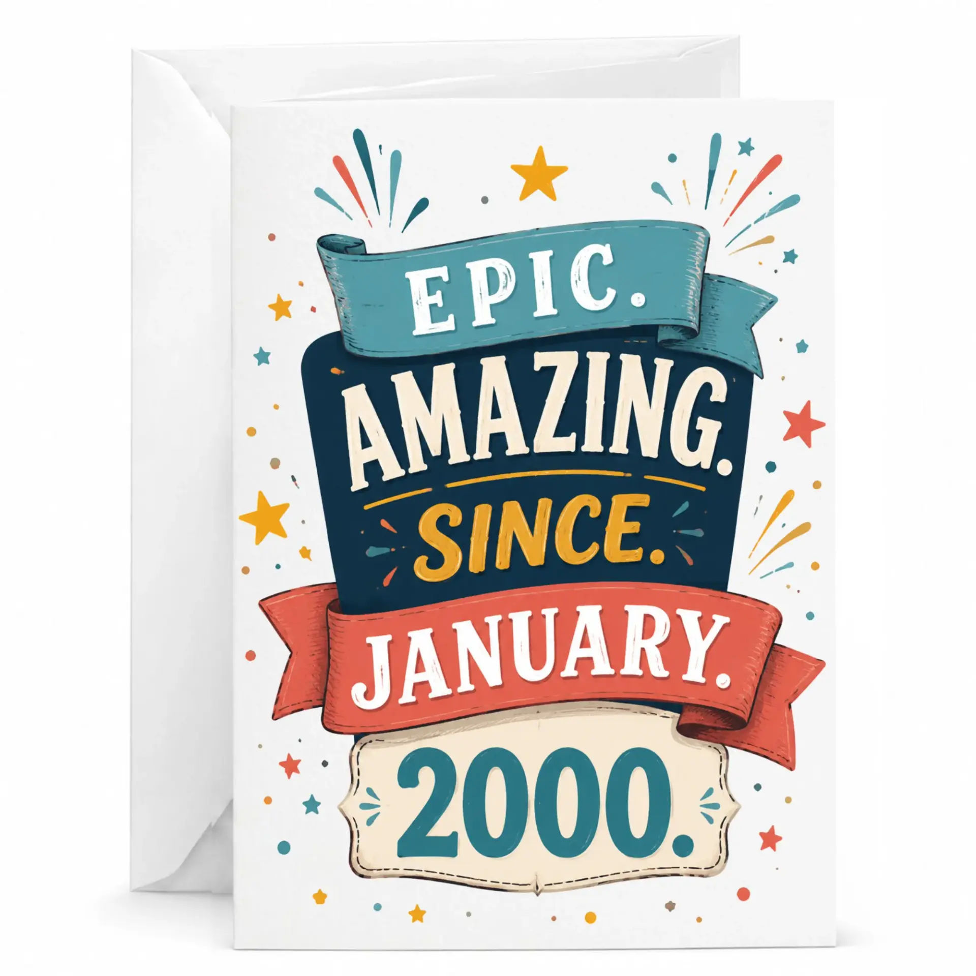 Birthday Card Epic Amazing Since January 2000 Vintage Style Greeting Card for Milestone Celebration