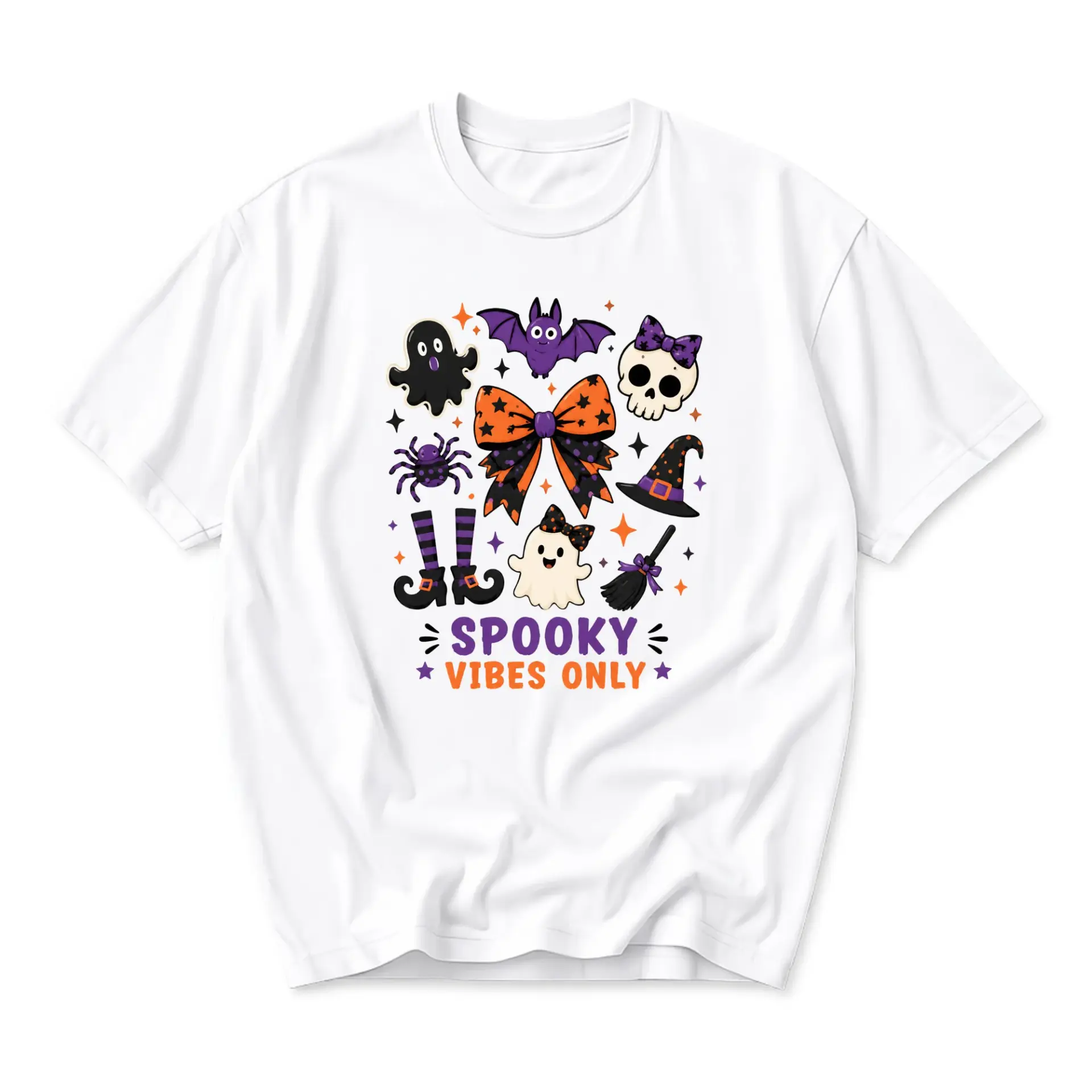 Graphic Tee Spooky Vibes Only Shirt Halloween Costume Autumn Season Fall Celebration Unisex Crew Neck Apparel