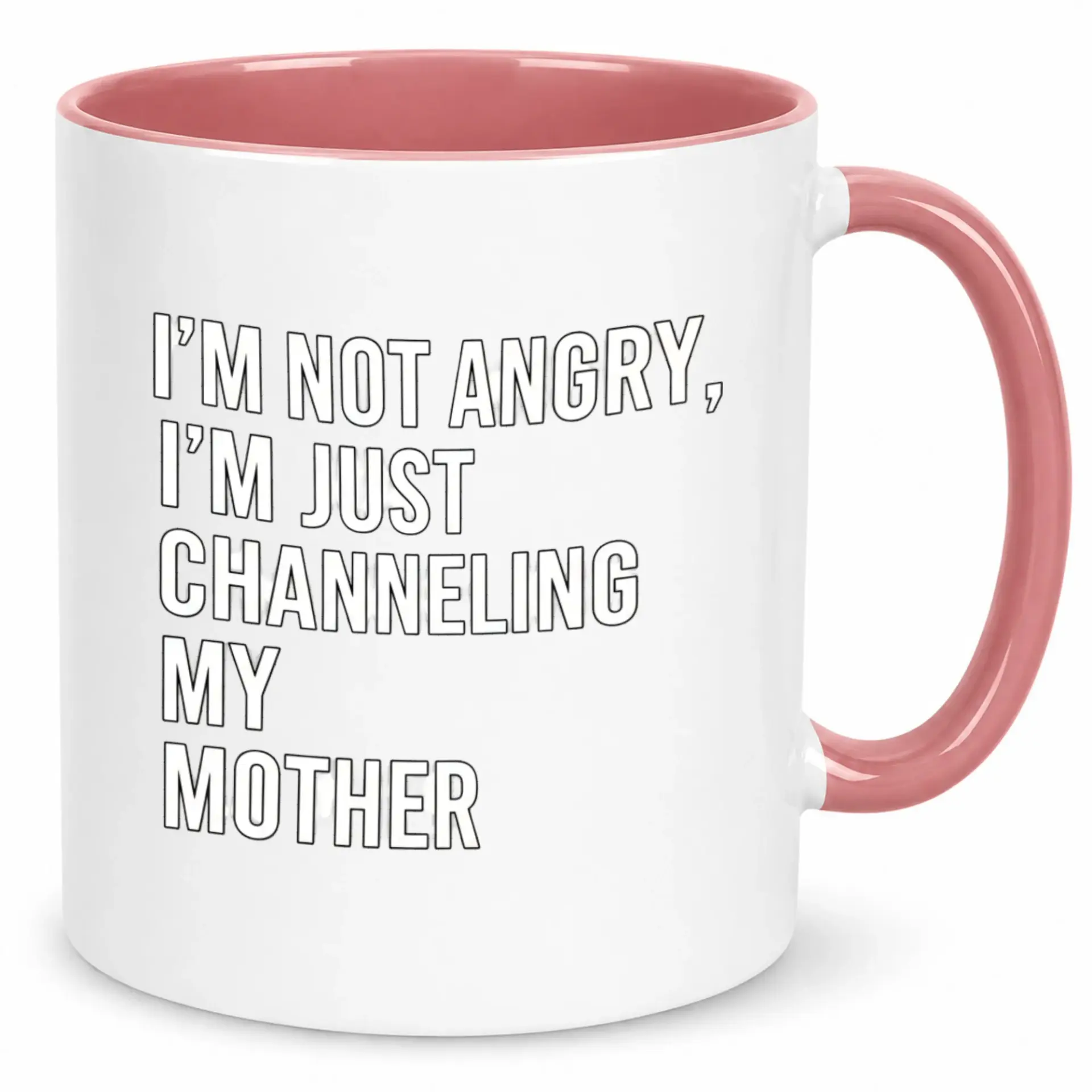 Funny Ceramic Coffee Mug I'm Not Angry Just Channeling My Mother Sarcastic Humor Drinkware Cup Gift Idea for Family and Friends