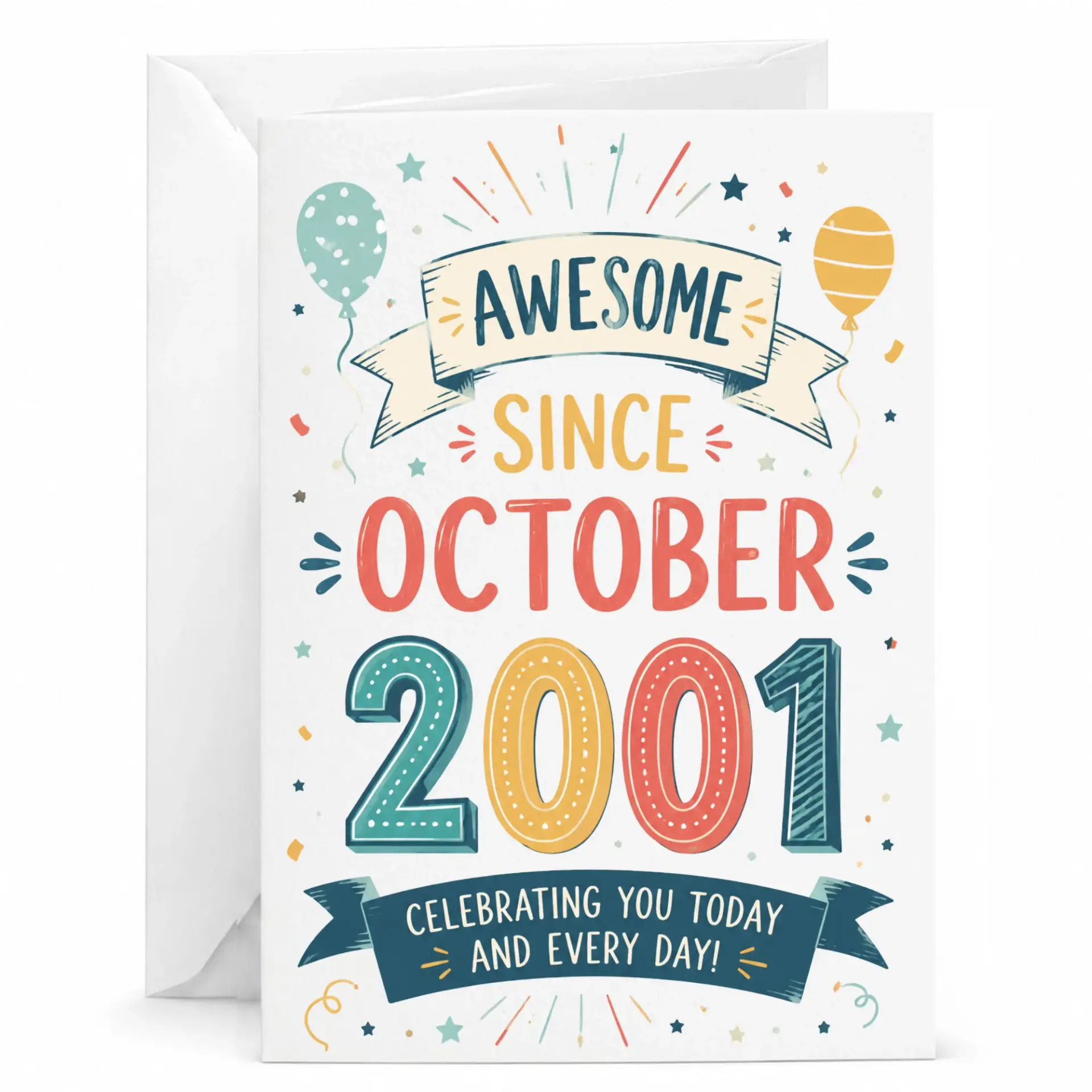 Birthday Card Awesome Since October 2001 Vintage Style Greeting Card for Birthday Celebrations and Milestone Events