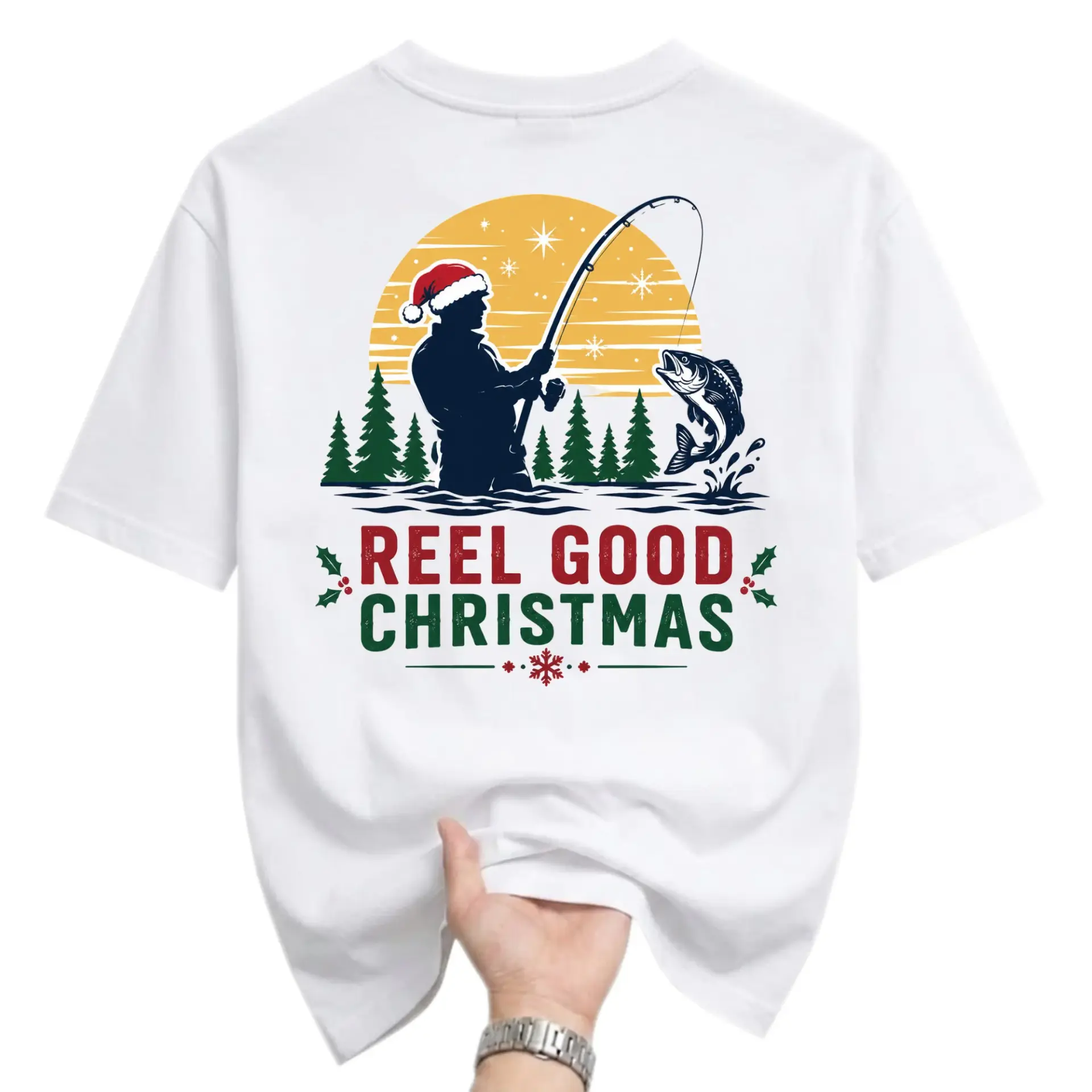 Funny Shirt Reel Good Christmas Fishing Graphic Tee Holiday Seasonal Apparel for Men and Women Casual Comfort Wear