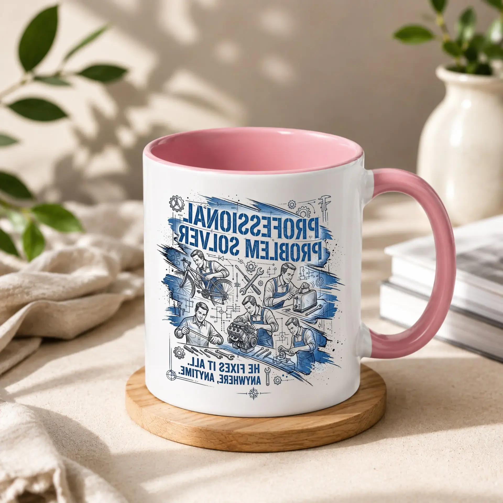 Professional Problem Solver Mechanic Coffee Mug Handyman Appreciation Gift for Workshop or Office Desk Use