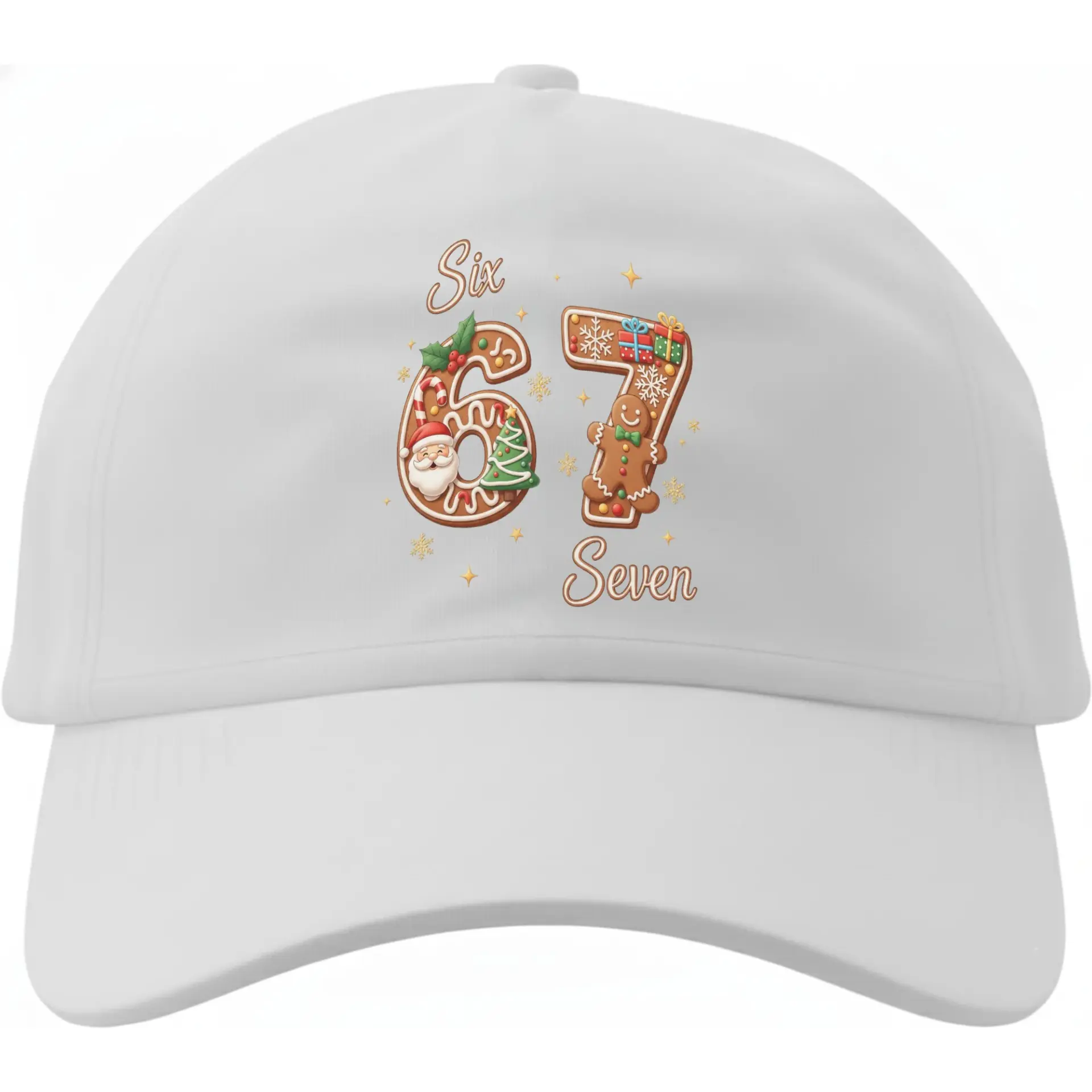 Baseball Cap Featuring Holiday Gingerbread Cookie Themed Graphic Design Comfortable Cotton Headwear for Seasonal Style