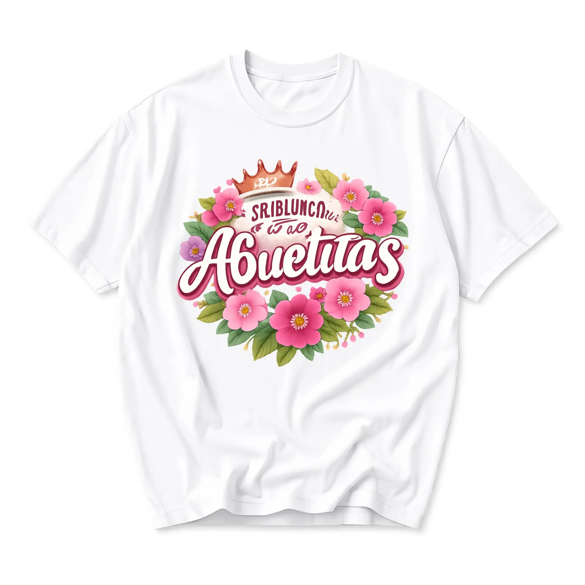 Graphic Tee Unisex Floral Crown Design Shirt Casual Cotton Crew Neck Top