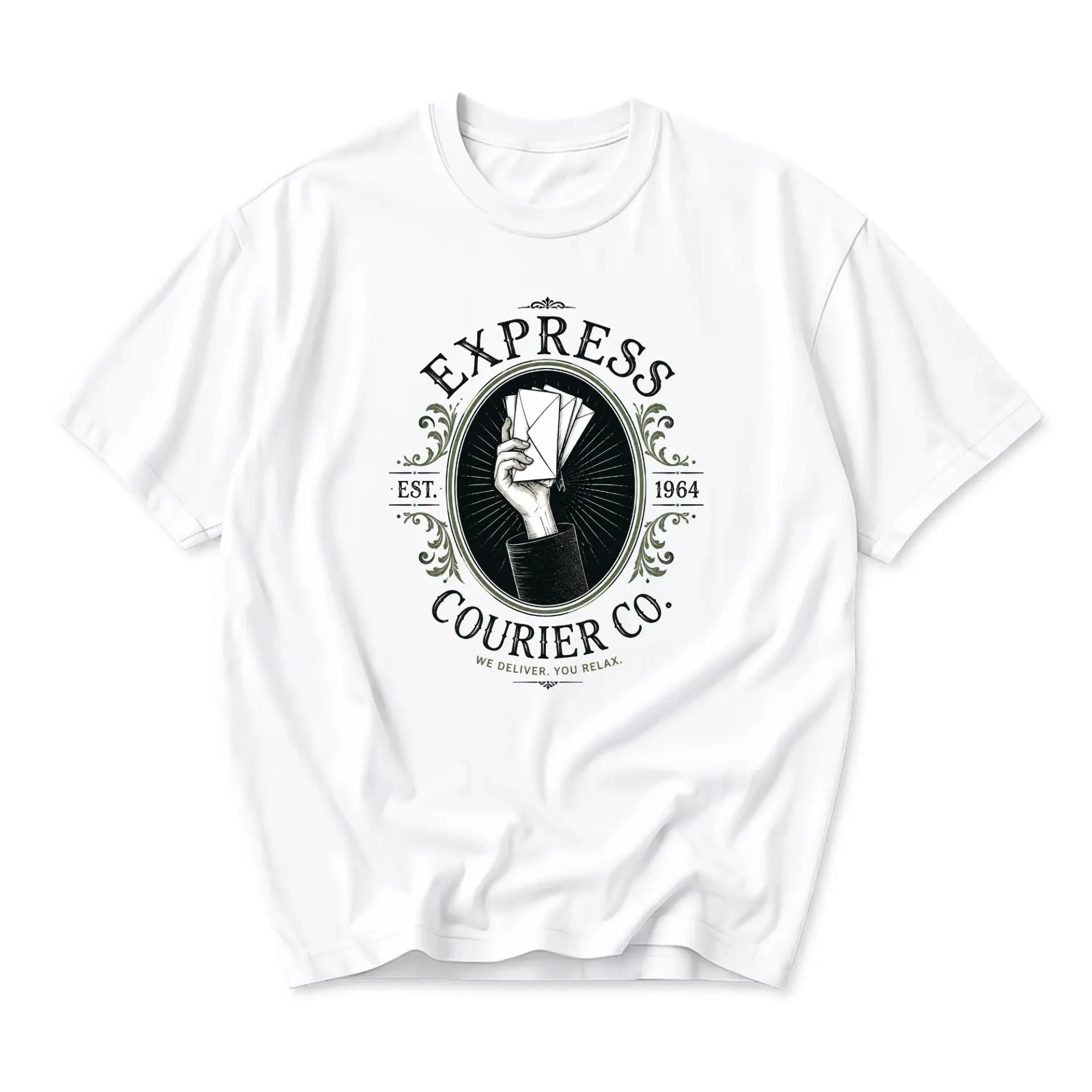 Graphic Tee Express Courier Co Vintage Style Unisex Crew Neck Short Sleeve Shirt for Casual Everyday Apparel Wear
