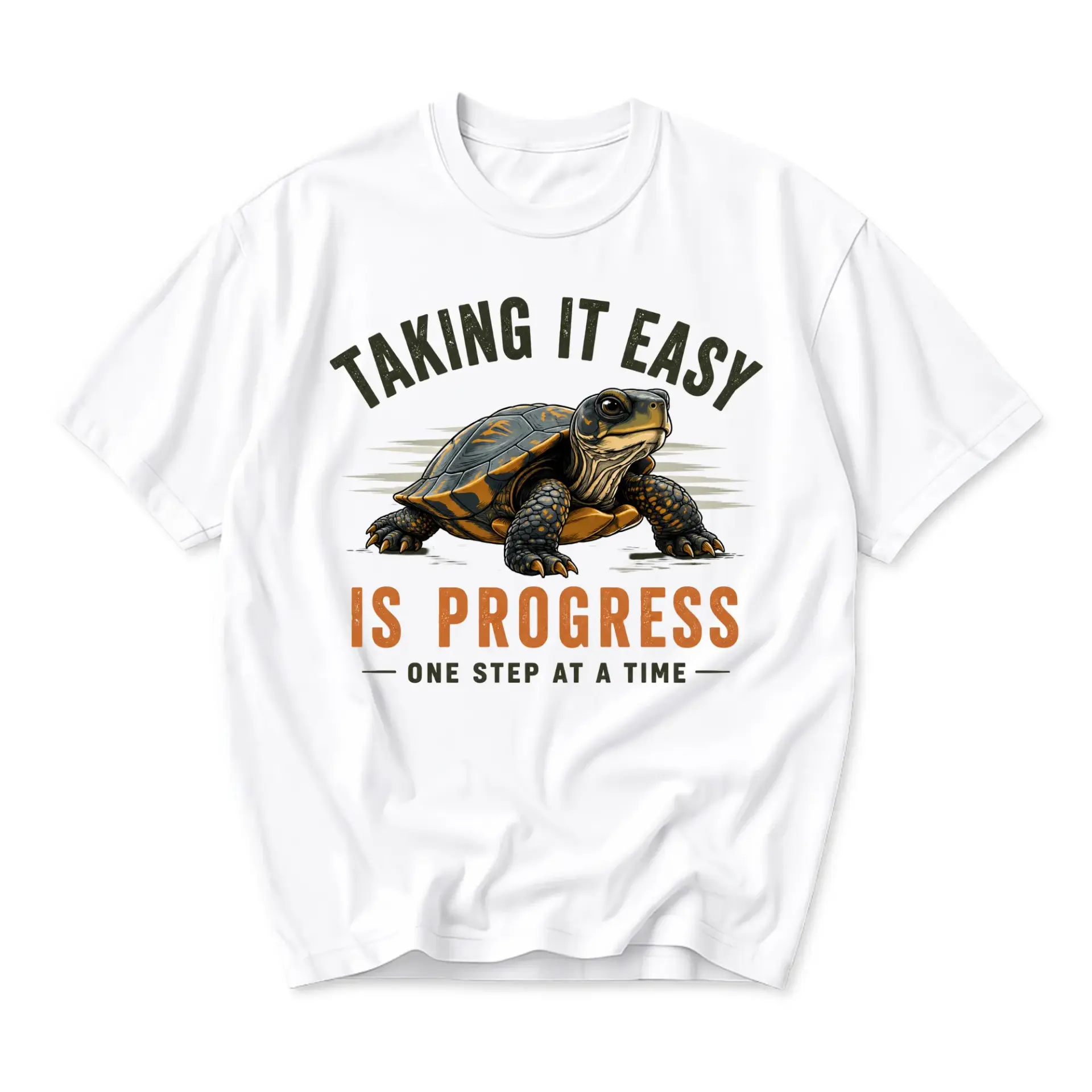 Graphic Tee Taking It Easy Is Progress Turtle Unisex Crew Neck T-Shirt Casual Everyday Apparel for Comfortable Wear