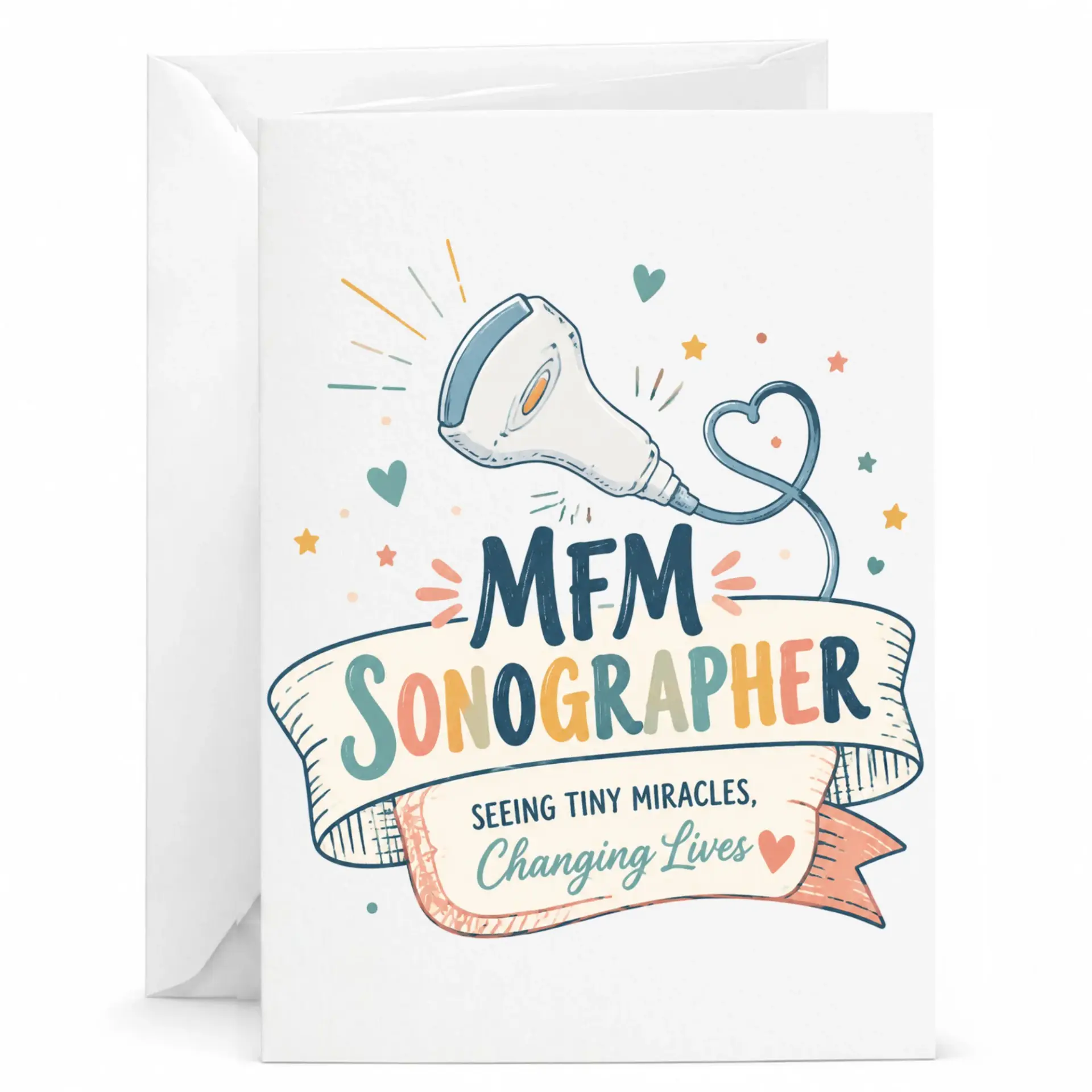 Greeting Card for Mfm Sonographer Medical Professional Appreciation Tiny Miracles Design 5x7 Inches Folded Card