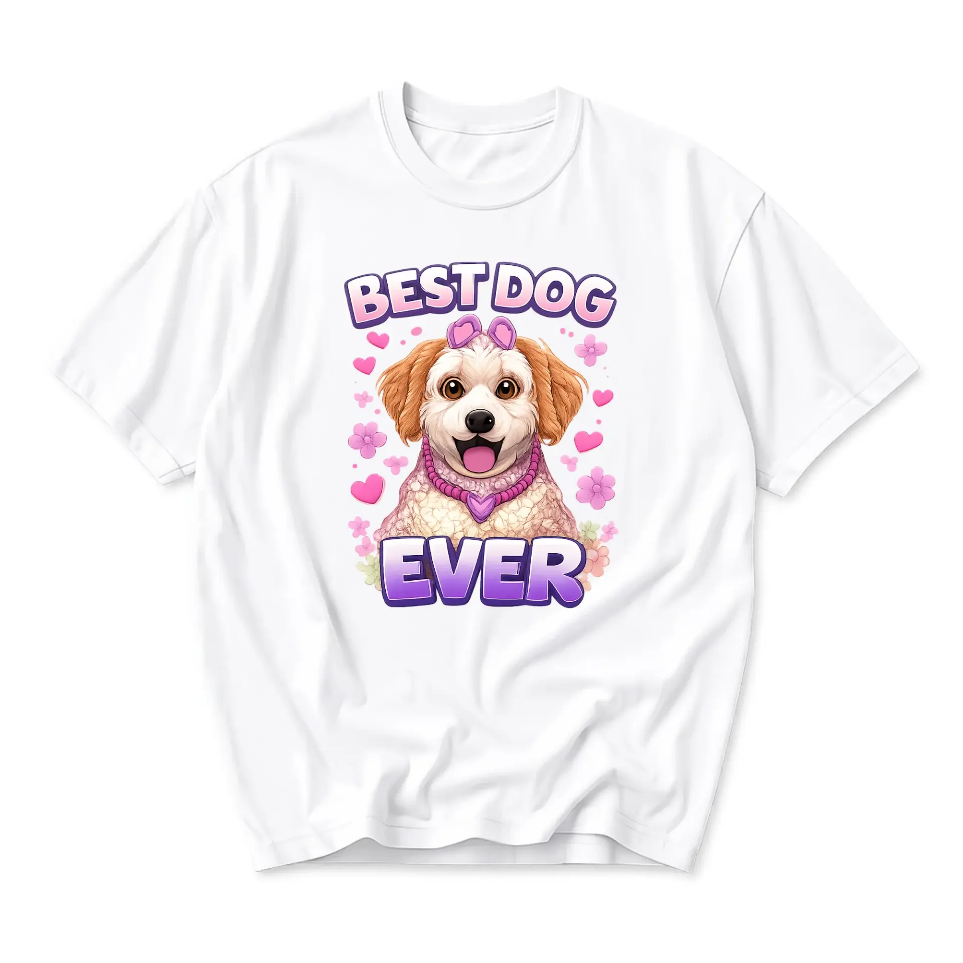 Graphic Tee Best Dog Puppy Portrait Print Unisex Casual Crew Neck