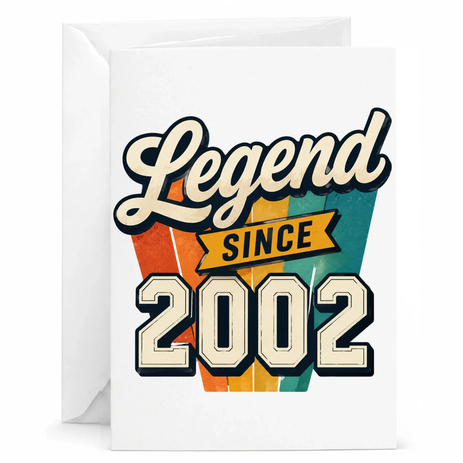 Greeting Card Legend Since 2002 Retro Vintage Design for Milestone Birthdays and Celebrations 5x7 Inches