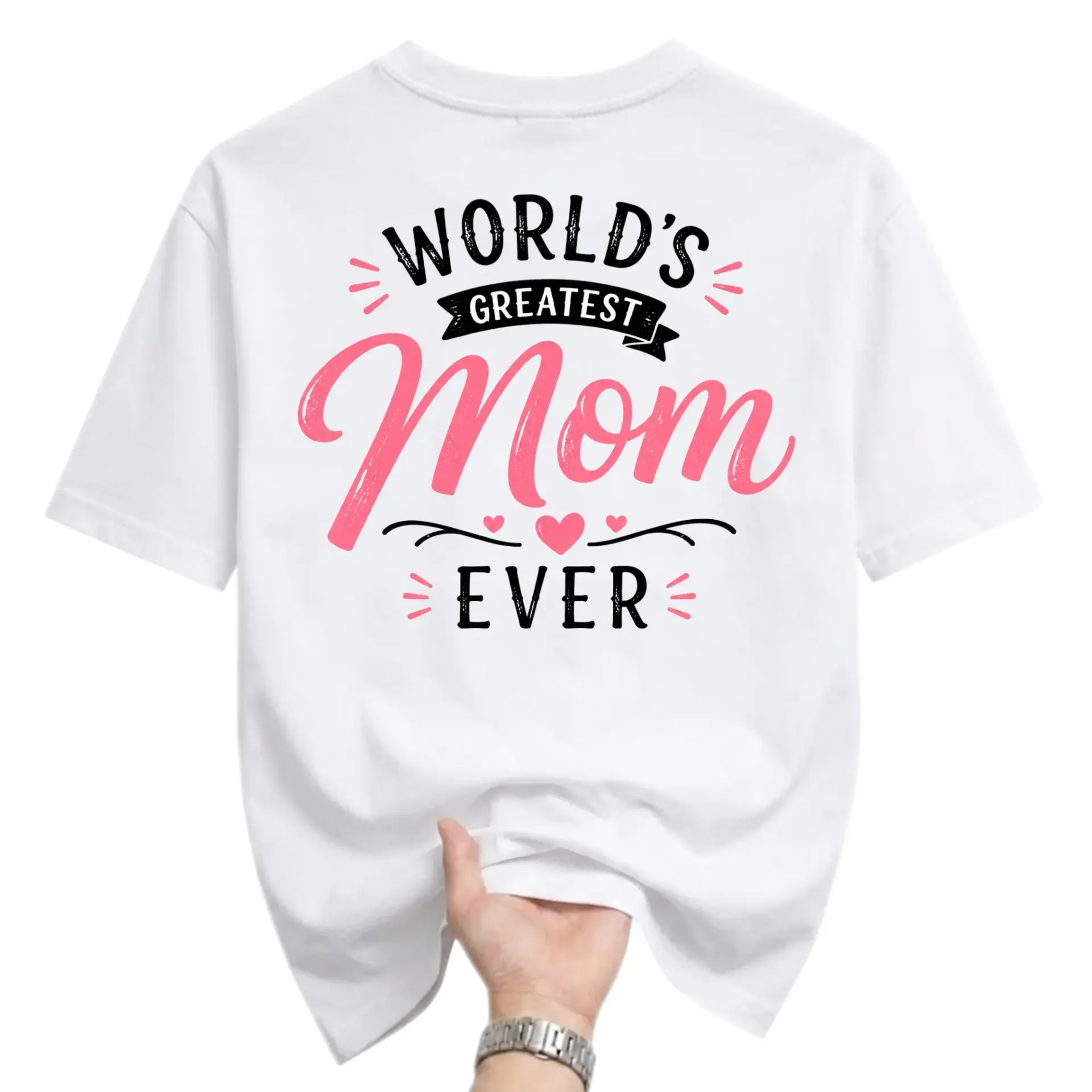 Graphic Tee World's Greatest Mom Ever Design Unisex Casual Cotton Crew Neck Short Sleeve Shirt for Everyday Wear