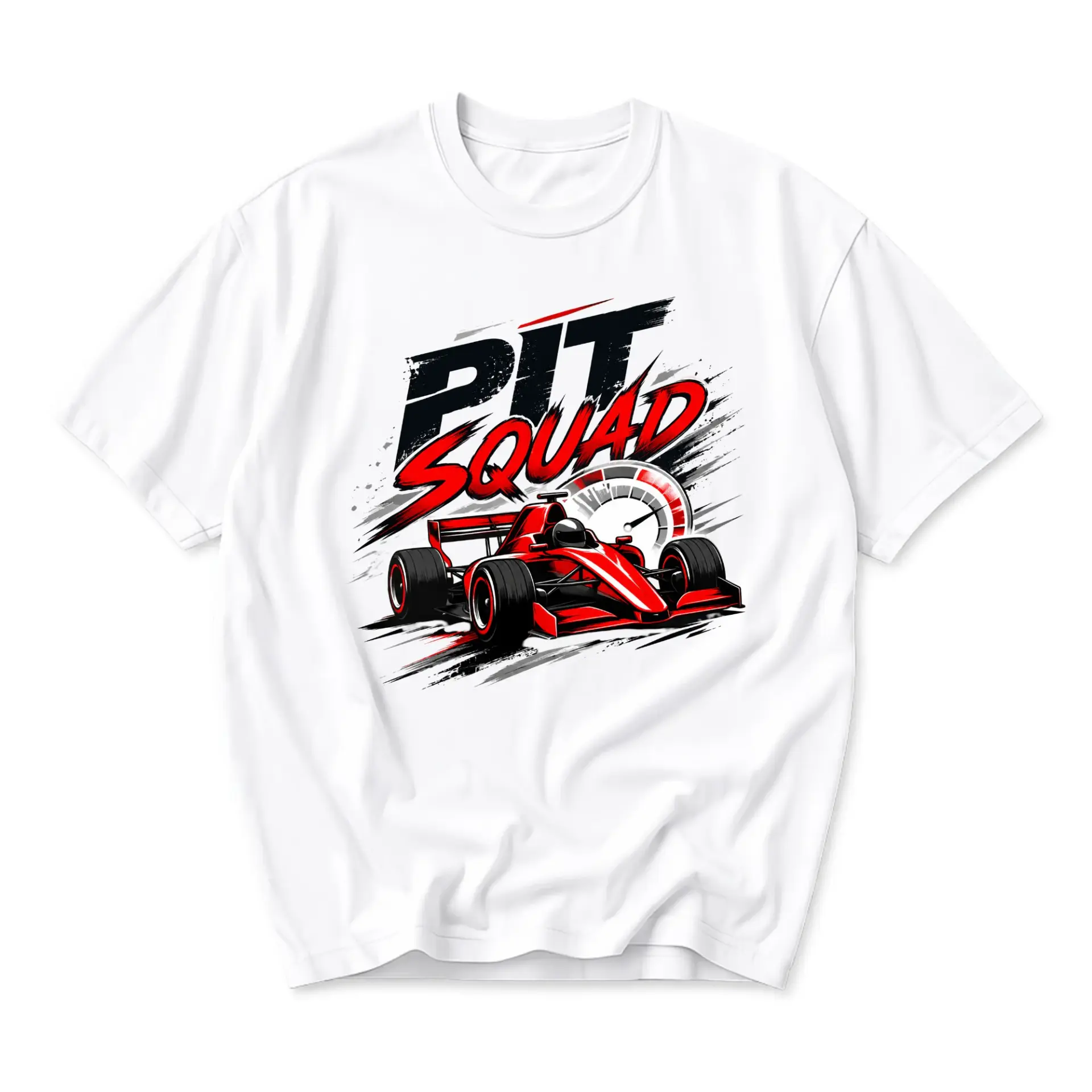 T-shirt Pit Squad Graphic Tee Unisex Racing Theme Casual Apparel White Crew Neck Short Sleeve Cotton Blend Top