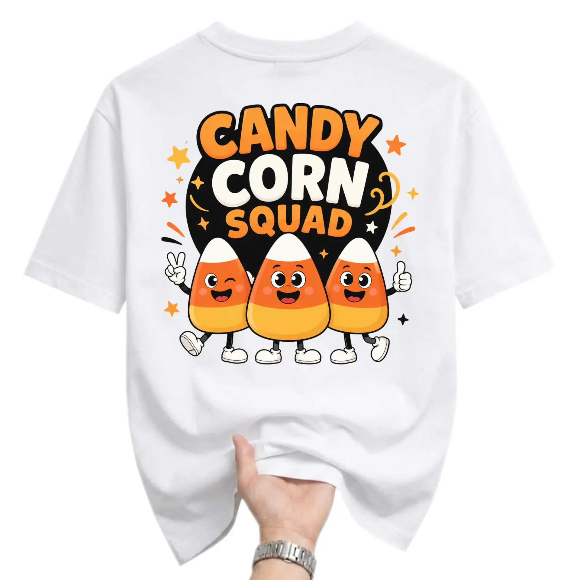 Graphic Tee Candy Corn Squad Unisex T-Shirt Funny Fall Season Apparel Casual Crew Neck Seasonal Graphic Top White