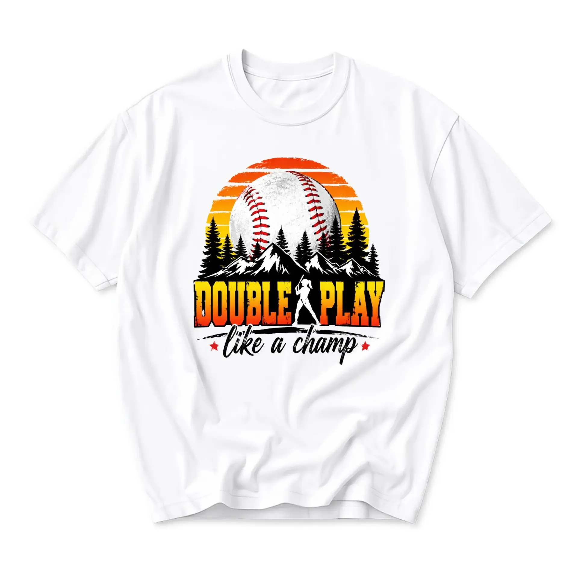 T-shirt Double Play Like a Baseball Graphic Tee Sport Lover Gift Casual