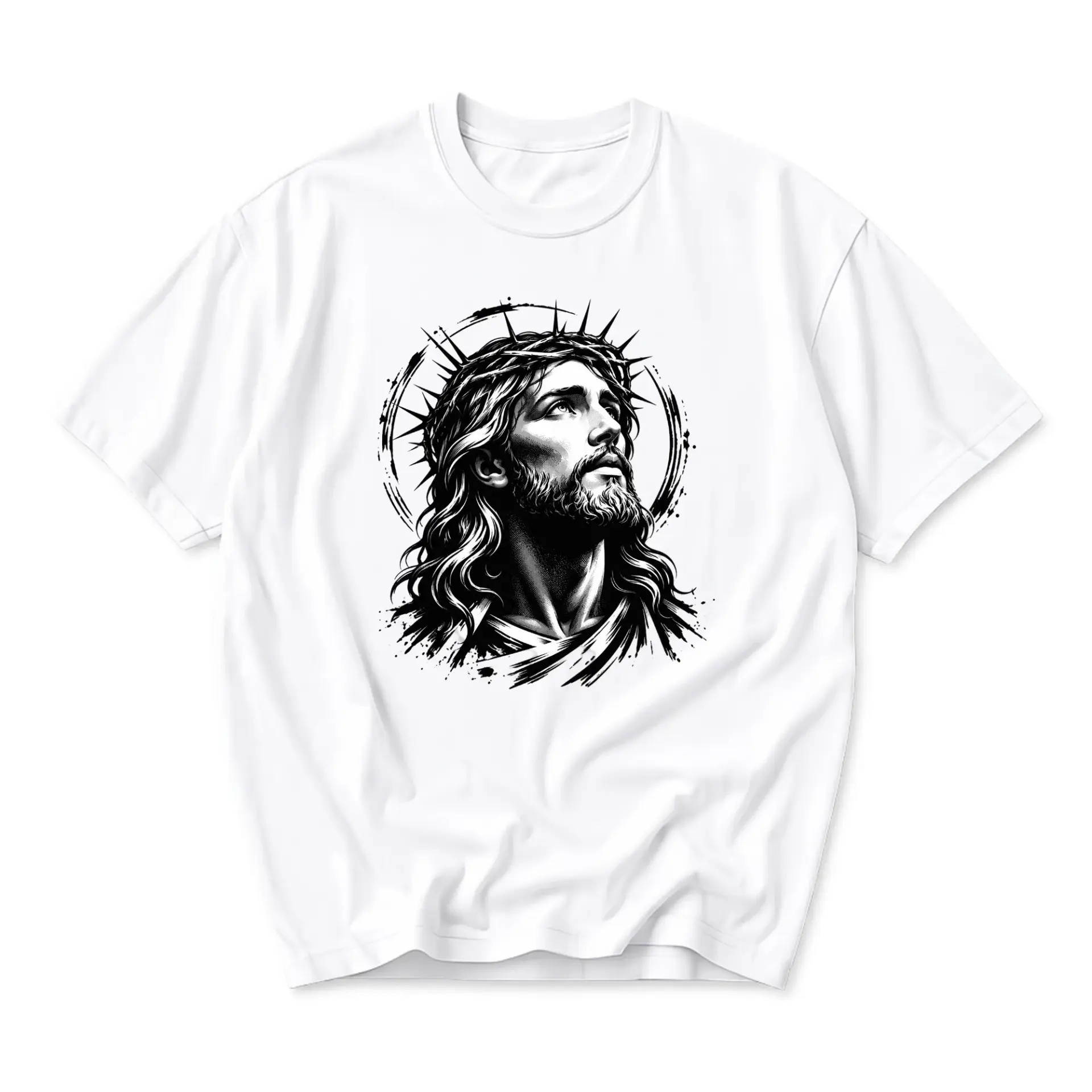 Graphic Tee Religious Art Print Unisex Crew Neck T-Shirt Comfortable Cotton Blend Everyday Casual Spiritual Apparel