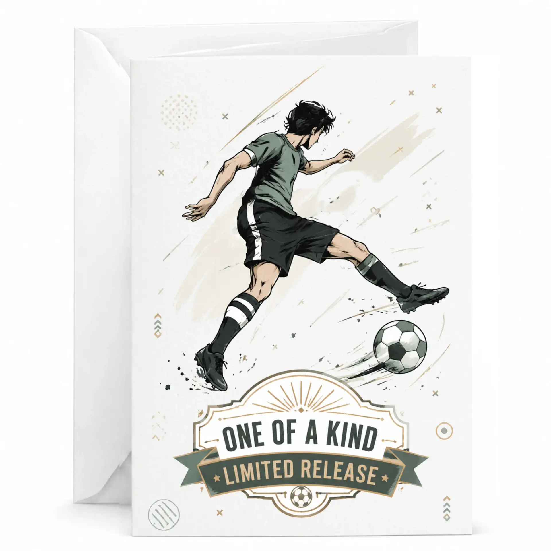 One of a Kind Limited Release Soccer Player Greeting Card Illustration for Athletes and Sports Enthusiasts