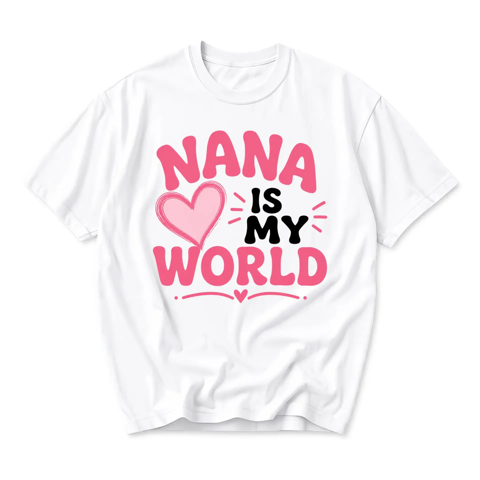 Graphic Tee Nana Is My World Cute Heart Design Unisex Cotton Crew Neck Casual Short Sleeve Everyday Apparel