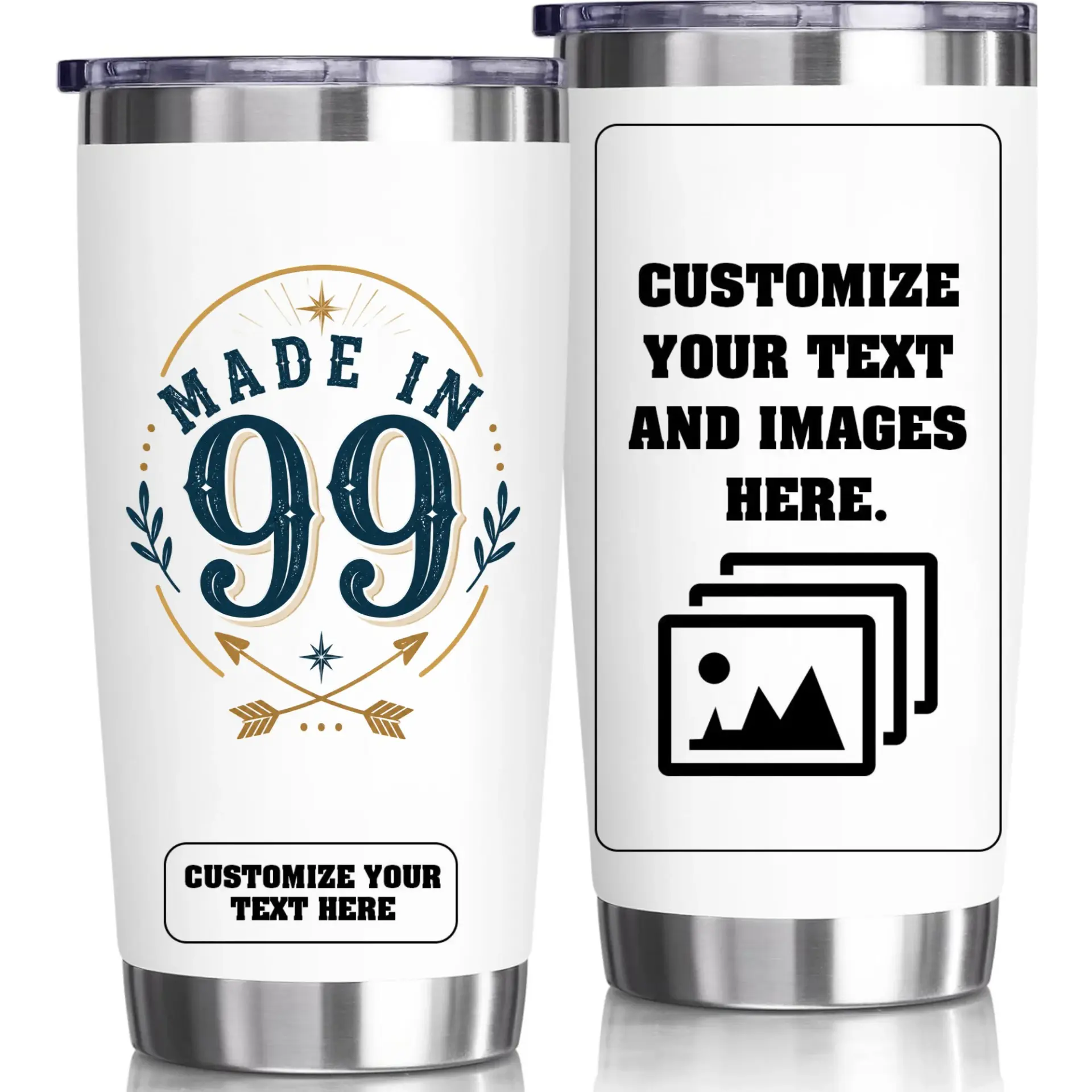 Stainless Steel Tumbler 20oz Vacuum Insulated Cup Personalized Design for Birthdays and Commemorative Keepsake Gift