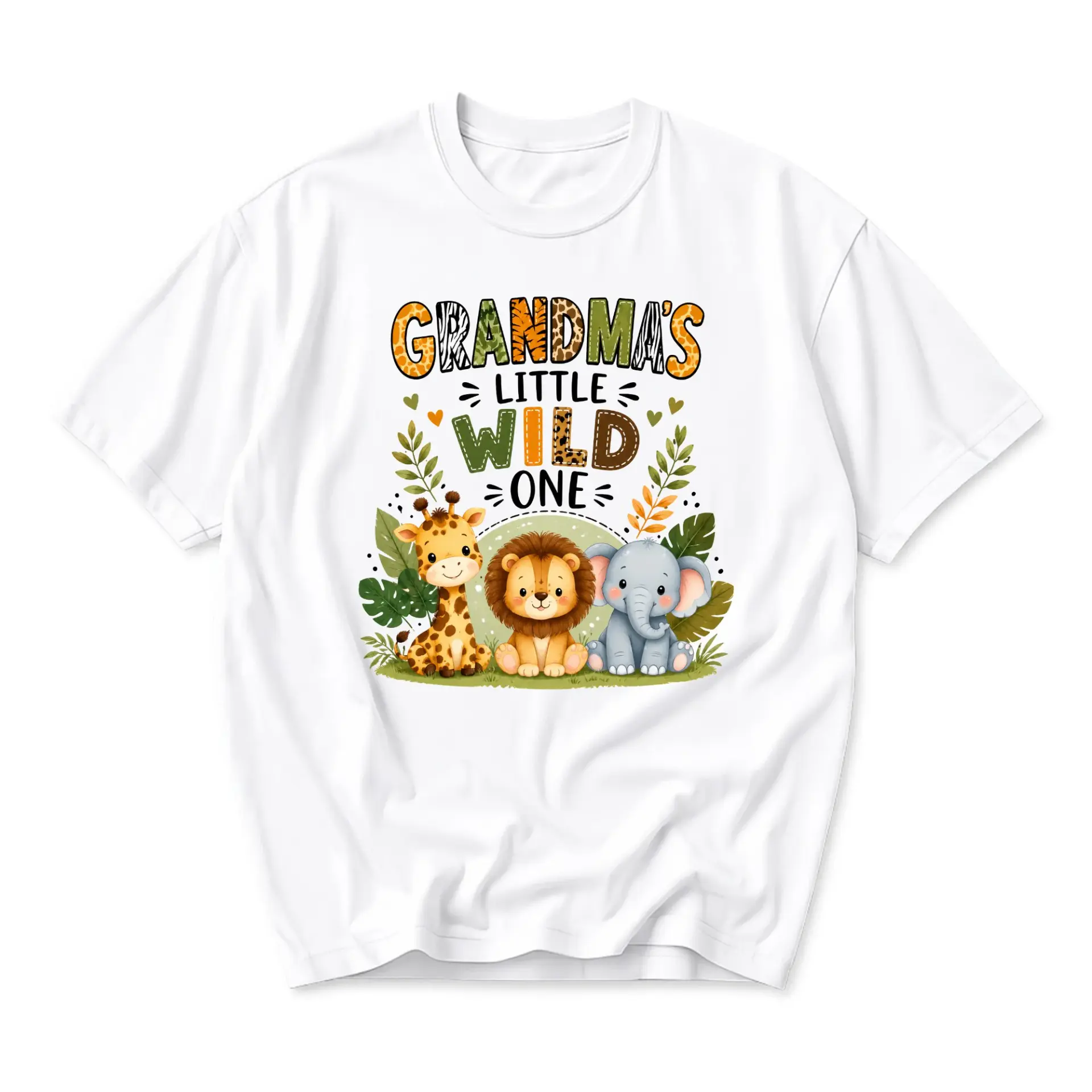 Graphic Tee Grandma's Little Wild One Unisex T-Shirt Safari Print Casual