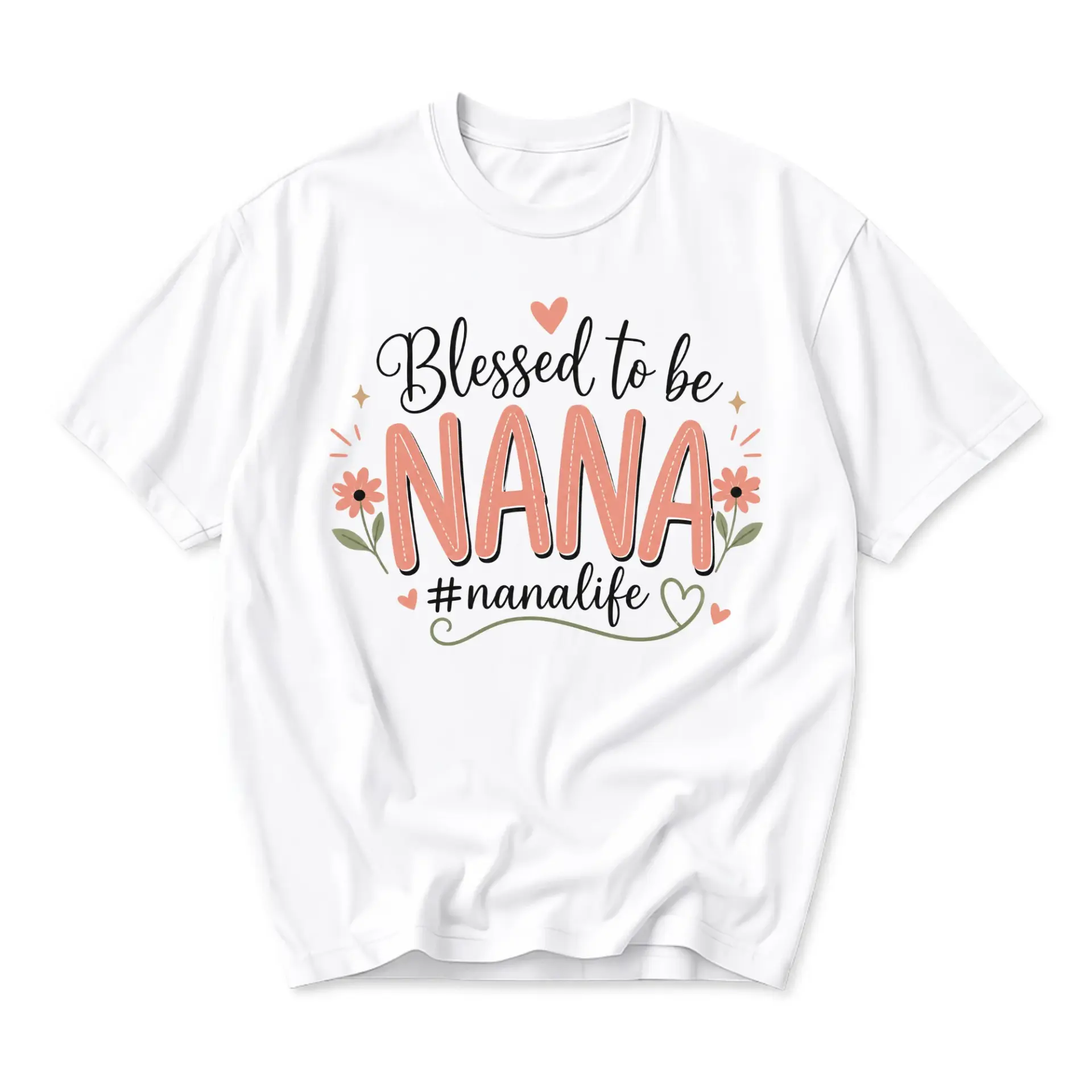 Graphic Tee Blessed to Be Nana Shirt Unisex Casual Cotton Crew Neck Top for Grandmothers and Family Members