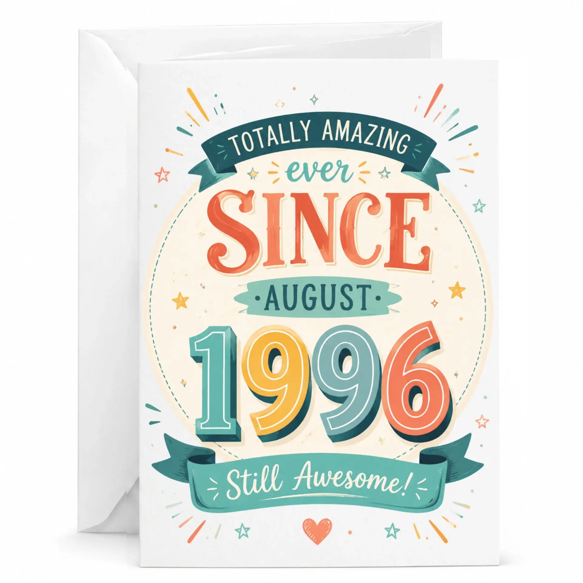 Greeting Card Totally Amazing Ever Since August 1996 Still Awesome Vintage Style Milestone Birthday Keepsake Note