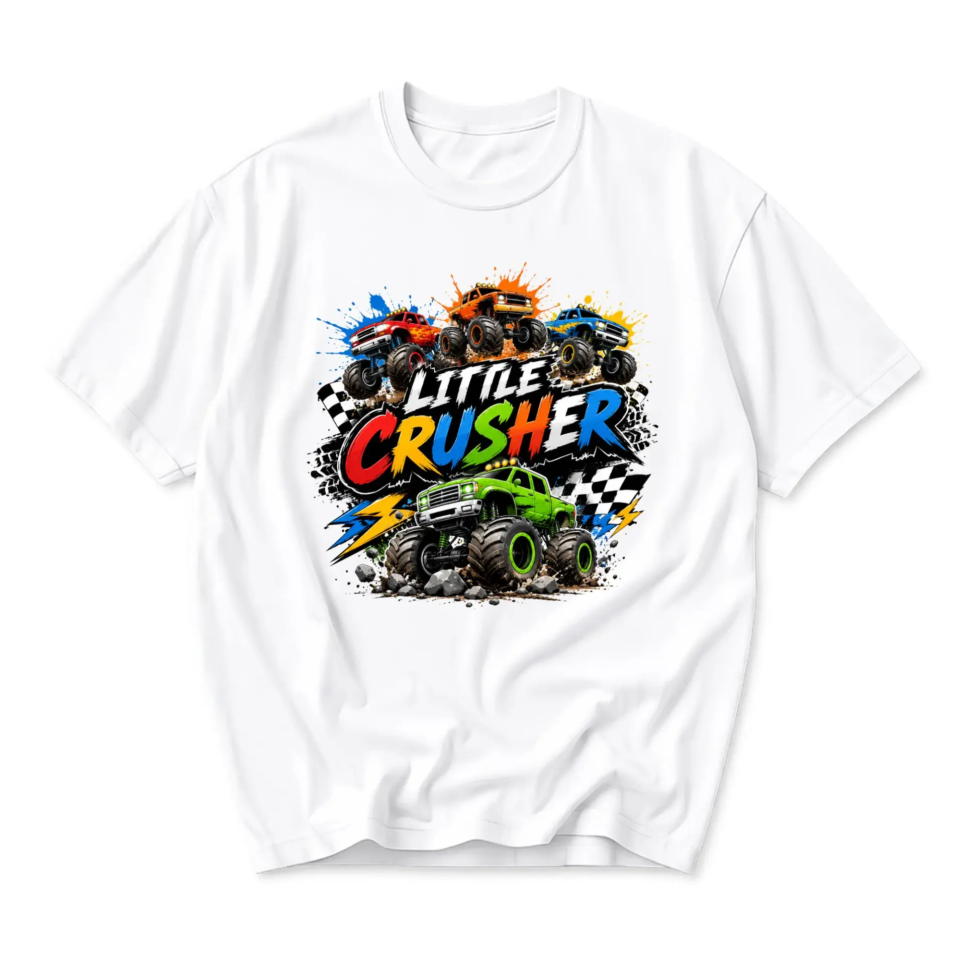 Graphic Tee Little Crusher Monster Truck Art Design Unisex Crew Neck Soft Cotton Blend Casual Everyday Short Sleeve Shirt