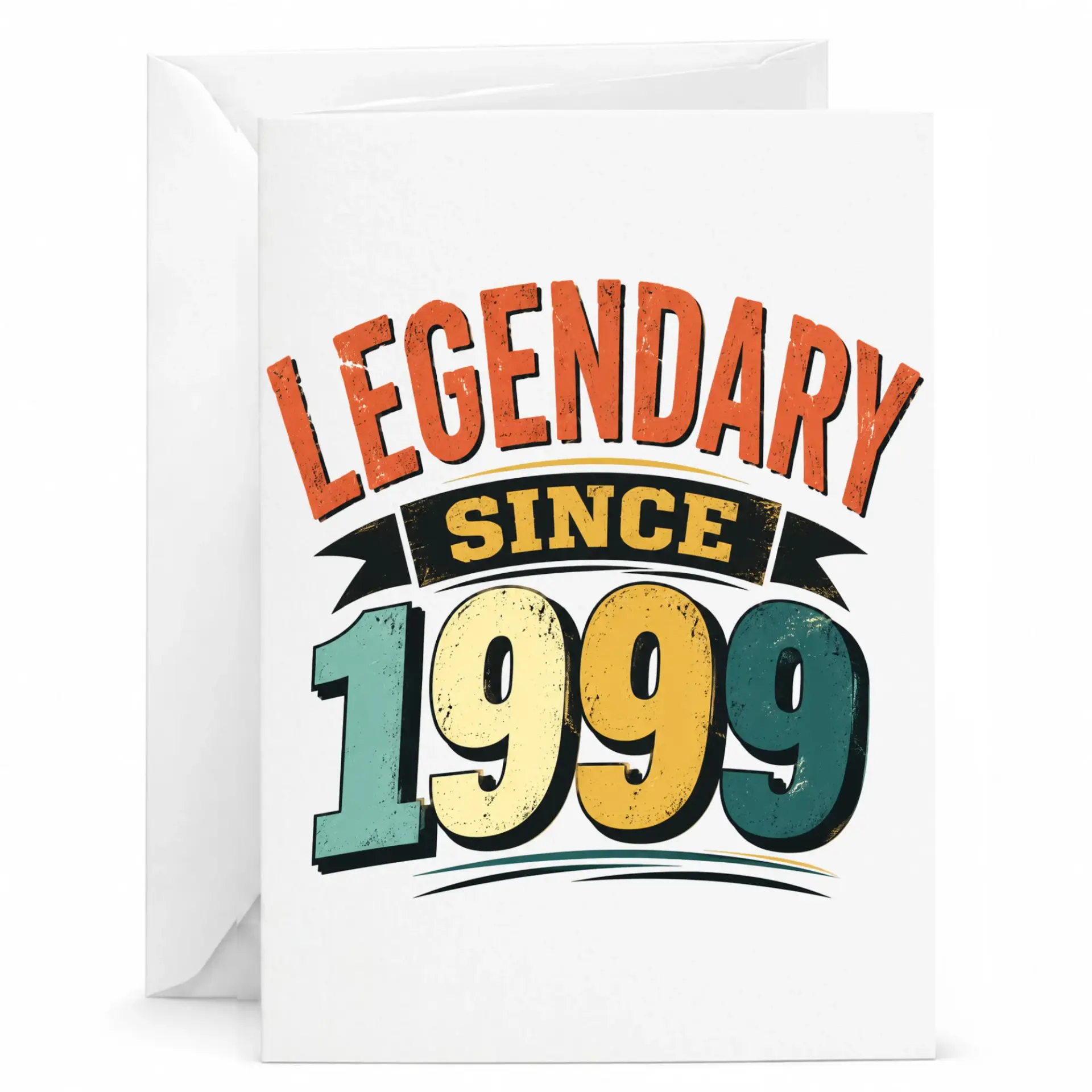 Birthday Card Legendary Since 1999 Vintage Retro Style Greeting Card for Milestone Celebration and Birthday Gift