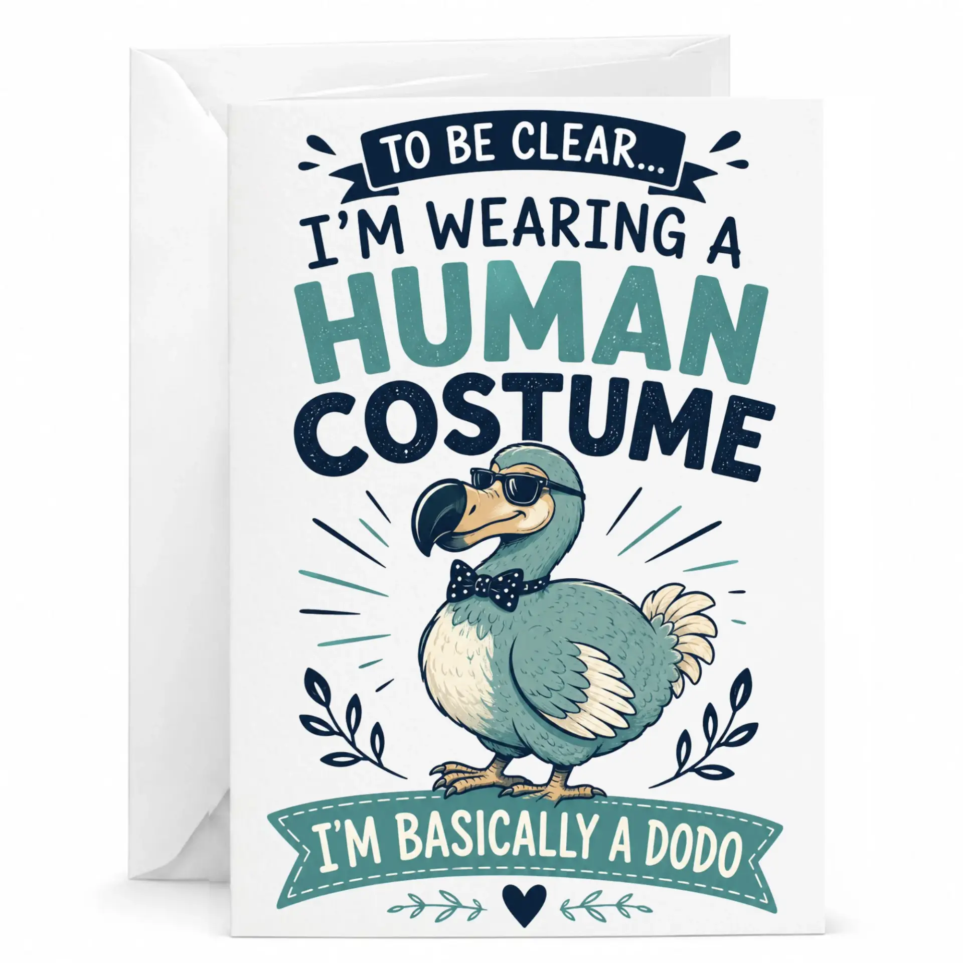 Funny Greeting Card I Am Wearing a Costume Bird Illustration Professional Matte Stationery Folded Note