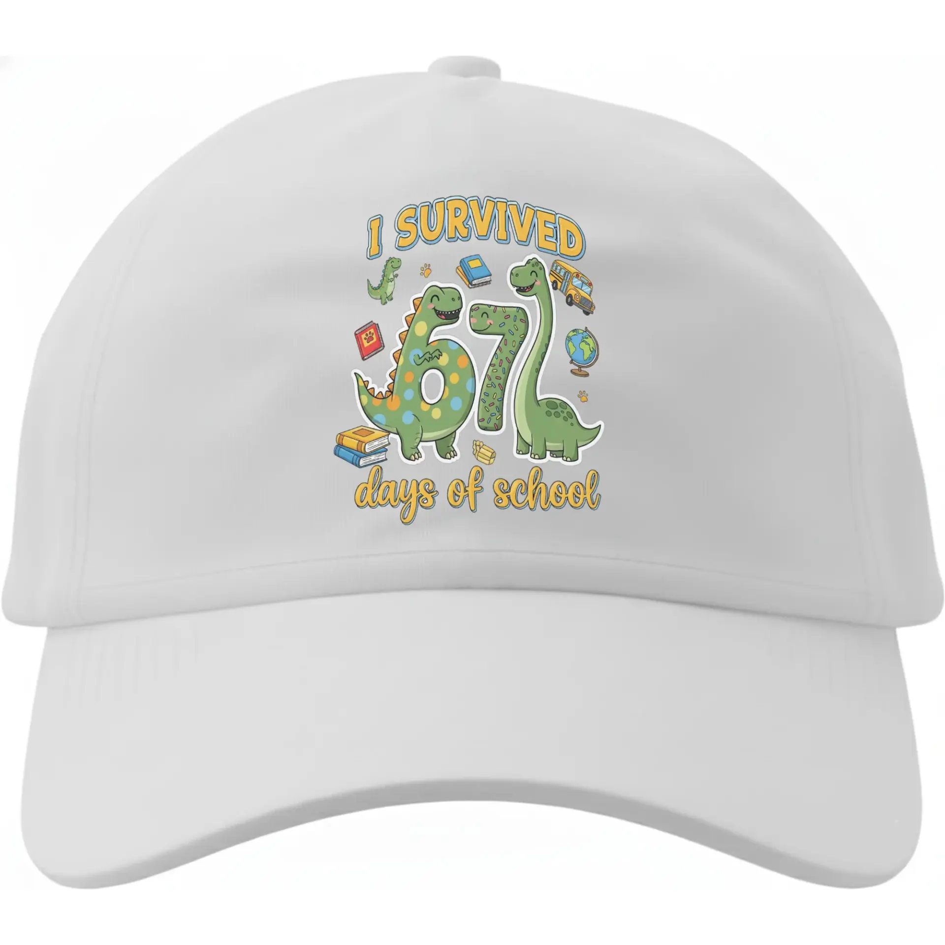 Baseball Cap Featuring Dinosaur Graphic Design with School Theme Print Comfortable Cotton Blend Adjustable Headwear