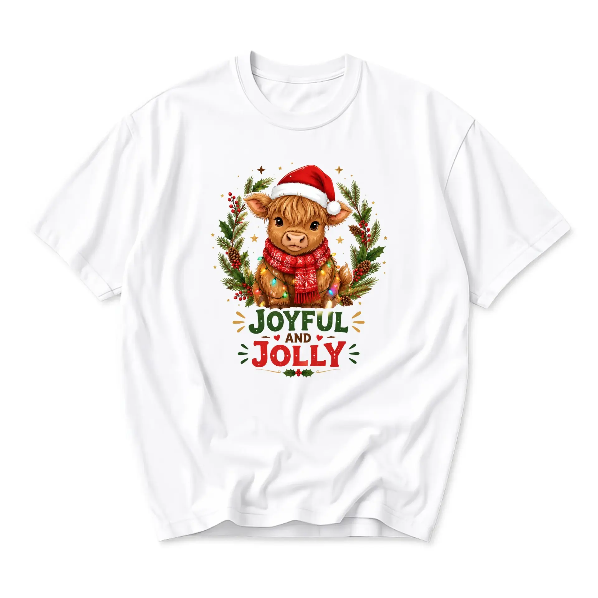 Graphic Tee Joyful and Jolly Cow Shirt Unisex Crew Neck Short Sleeve
