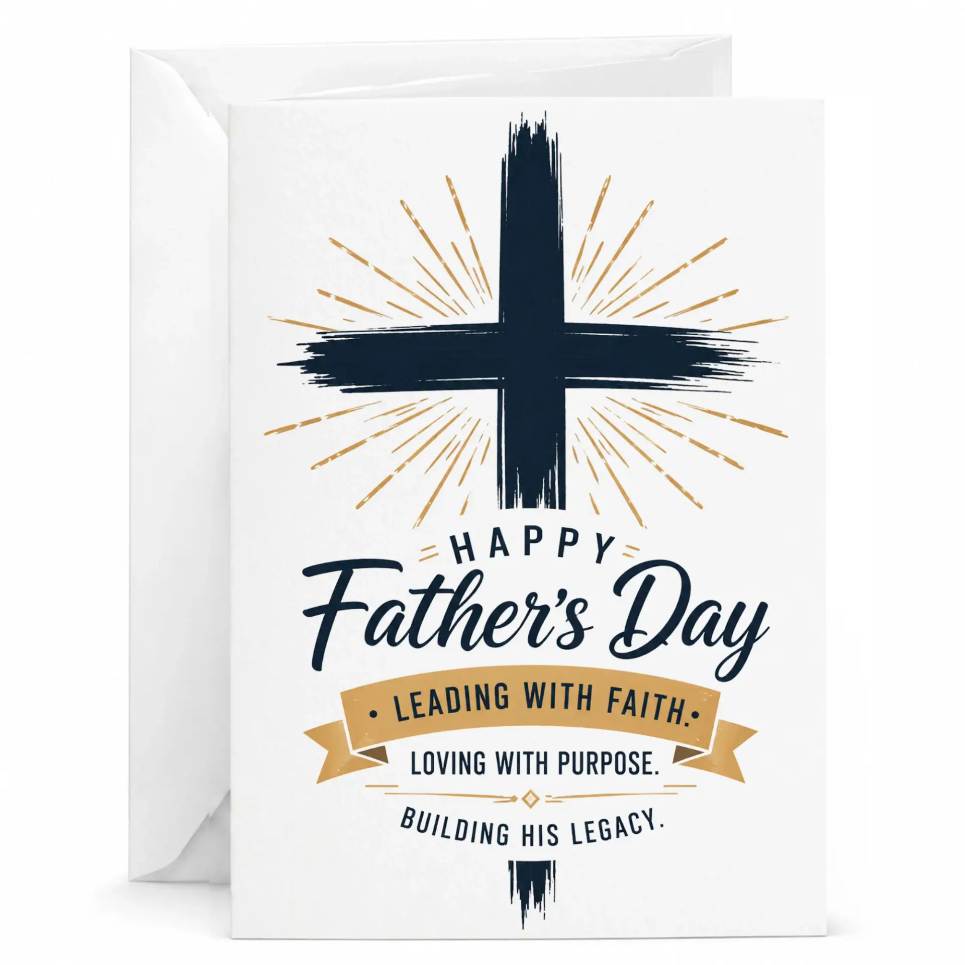 Happy Father's Day Greeting Card Leading with Religious Design 5x7 Note White Envelope Included