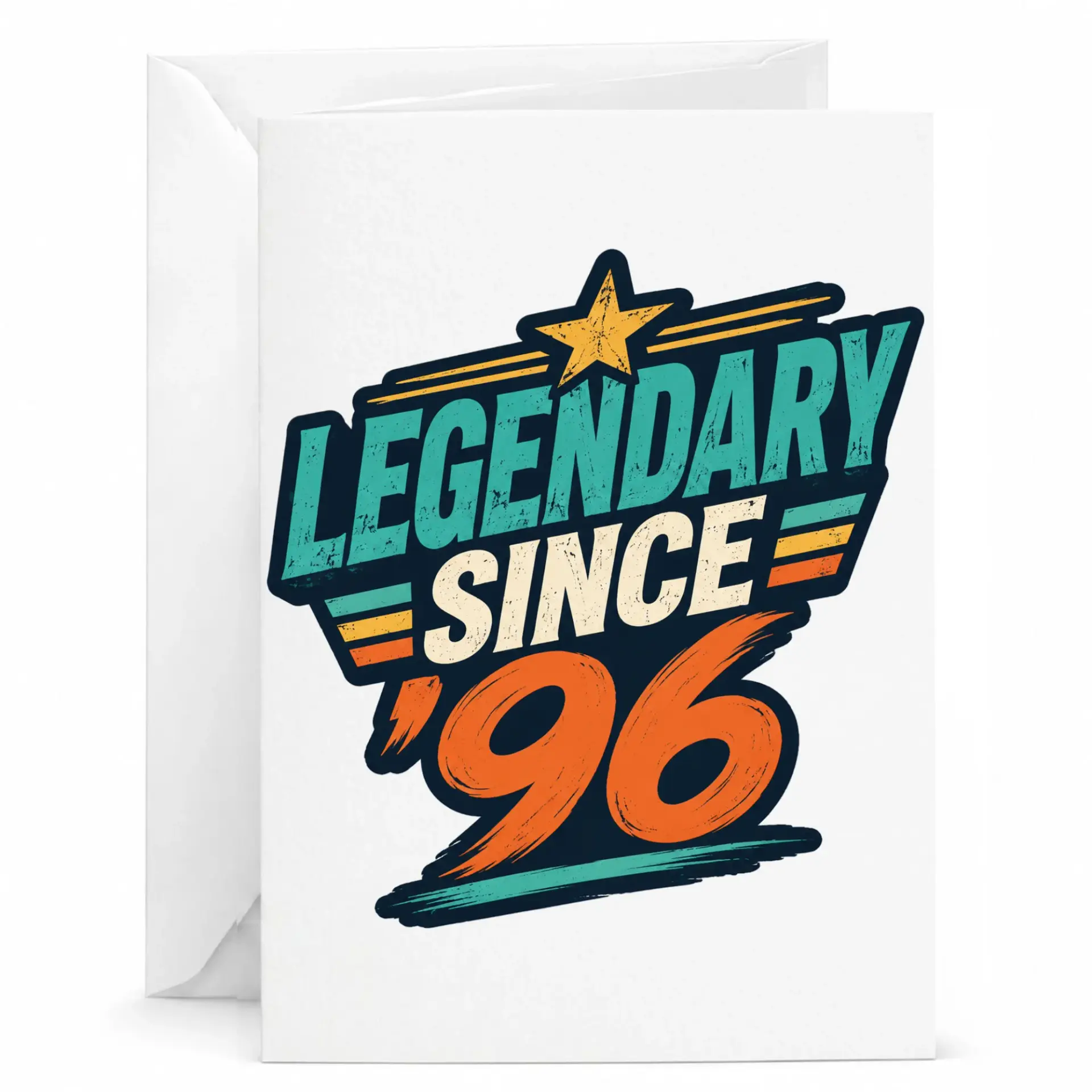 Birthday Card Legendary Since 96 Vintage Retro Style Greeting Card for Birthday Milestone Anniversary Celebration 5x7 Inch
