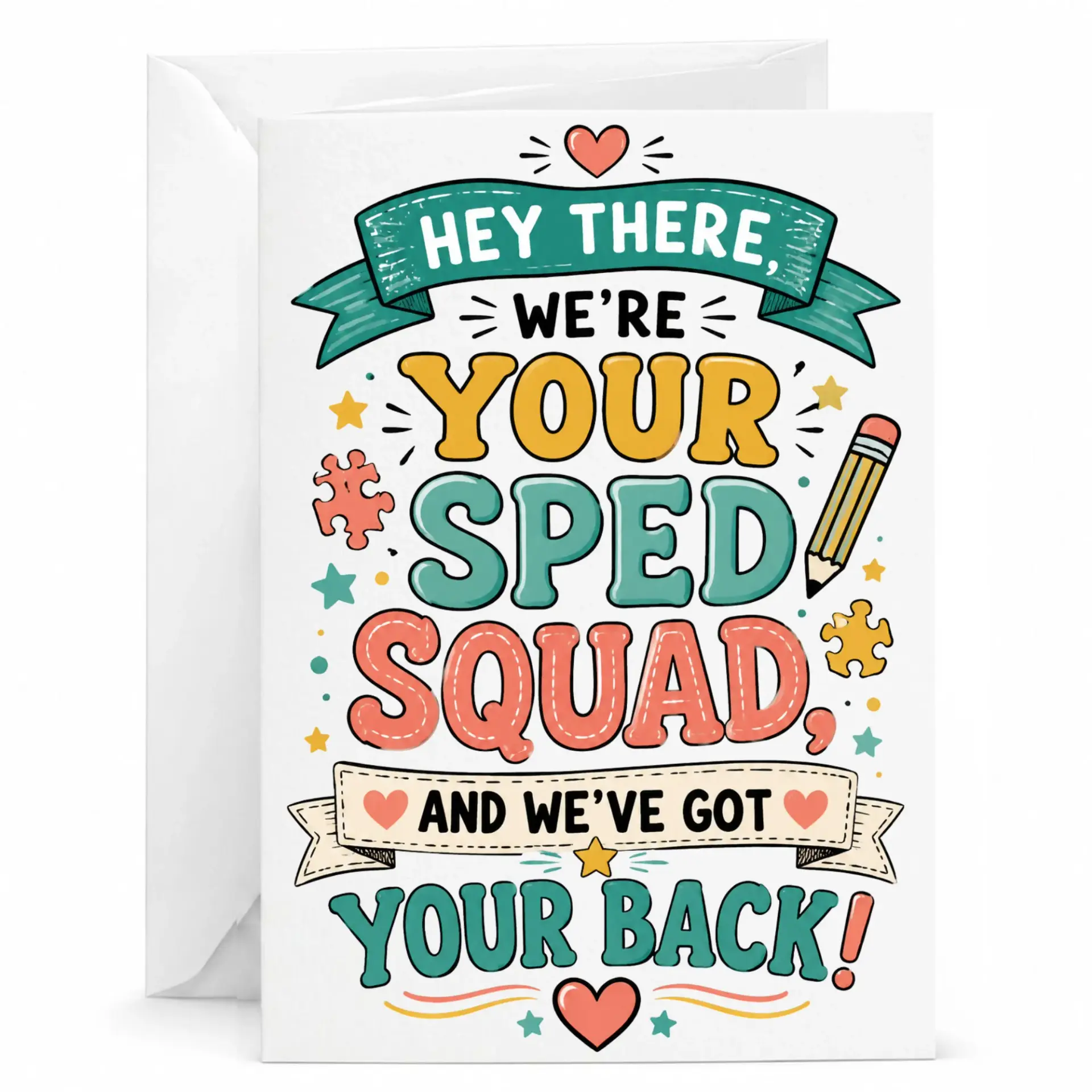 Greeting Card Hey There We Are Your Sped Squad and We Have Got Back Design Printed Stationery for Appreciation