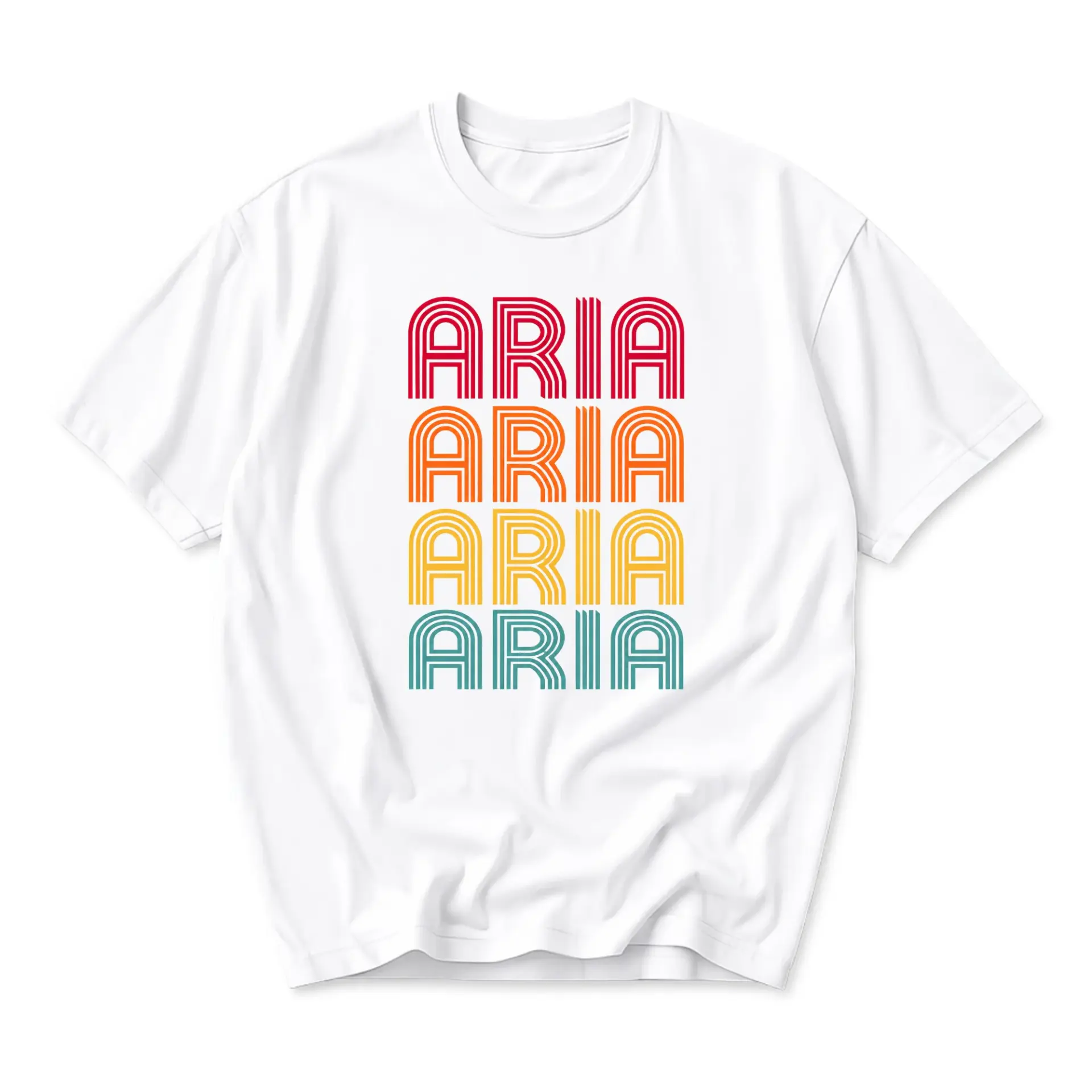 Graphic Tee Retro Multi Color Stripe Text Design Unisex Crew Neck Short