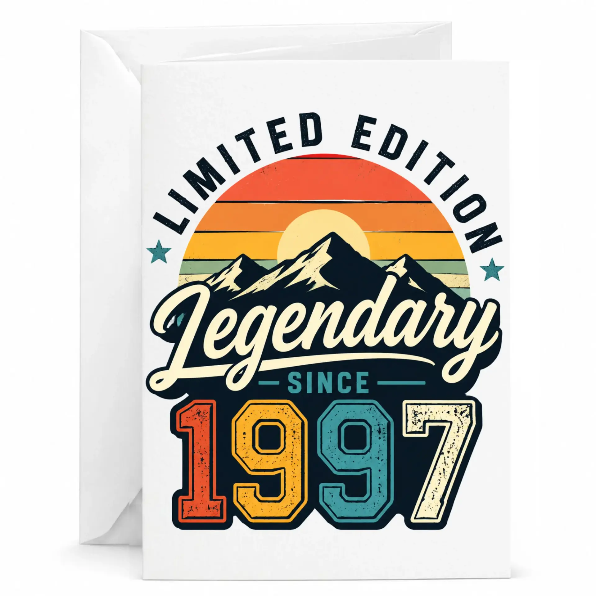 Greeting Card Limited Edition Legendary Since 1997 Vintage Retro Style Design for Birthdays Anniversaries and Milestones