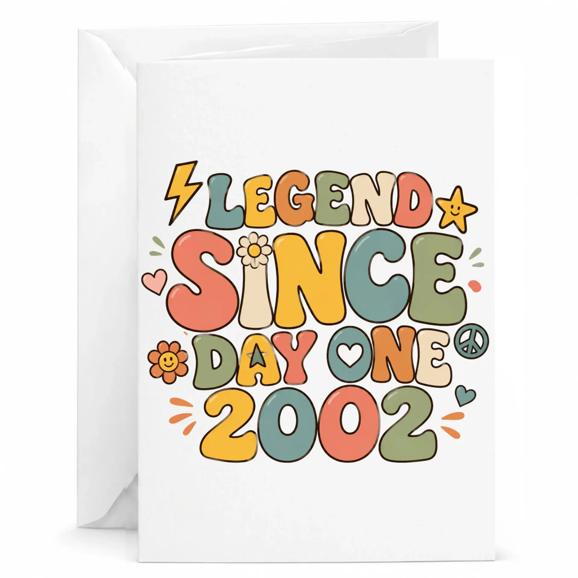 Birthday Card Legend Since Day One 2002 Retro Aesthetic Greeting Card for Milestone Celebration 5x7 Inches