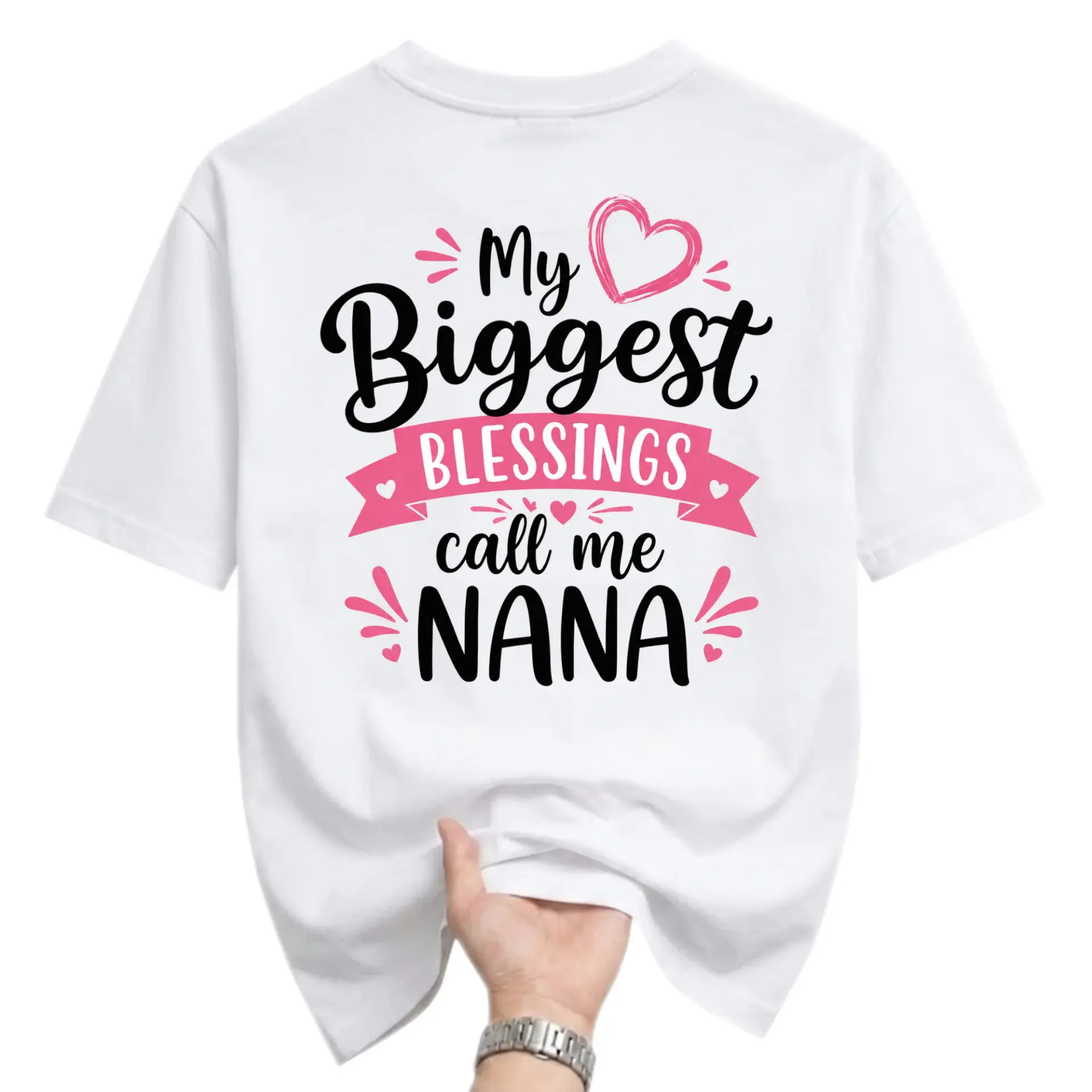 Funny Shirt My Biggest Blessings Call Me Nana Graphic Tee Unisex Crew Neck Short Sleeve Cotton Casual Top for Women