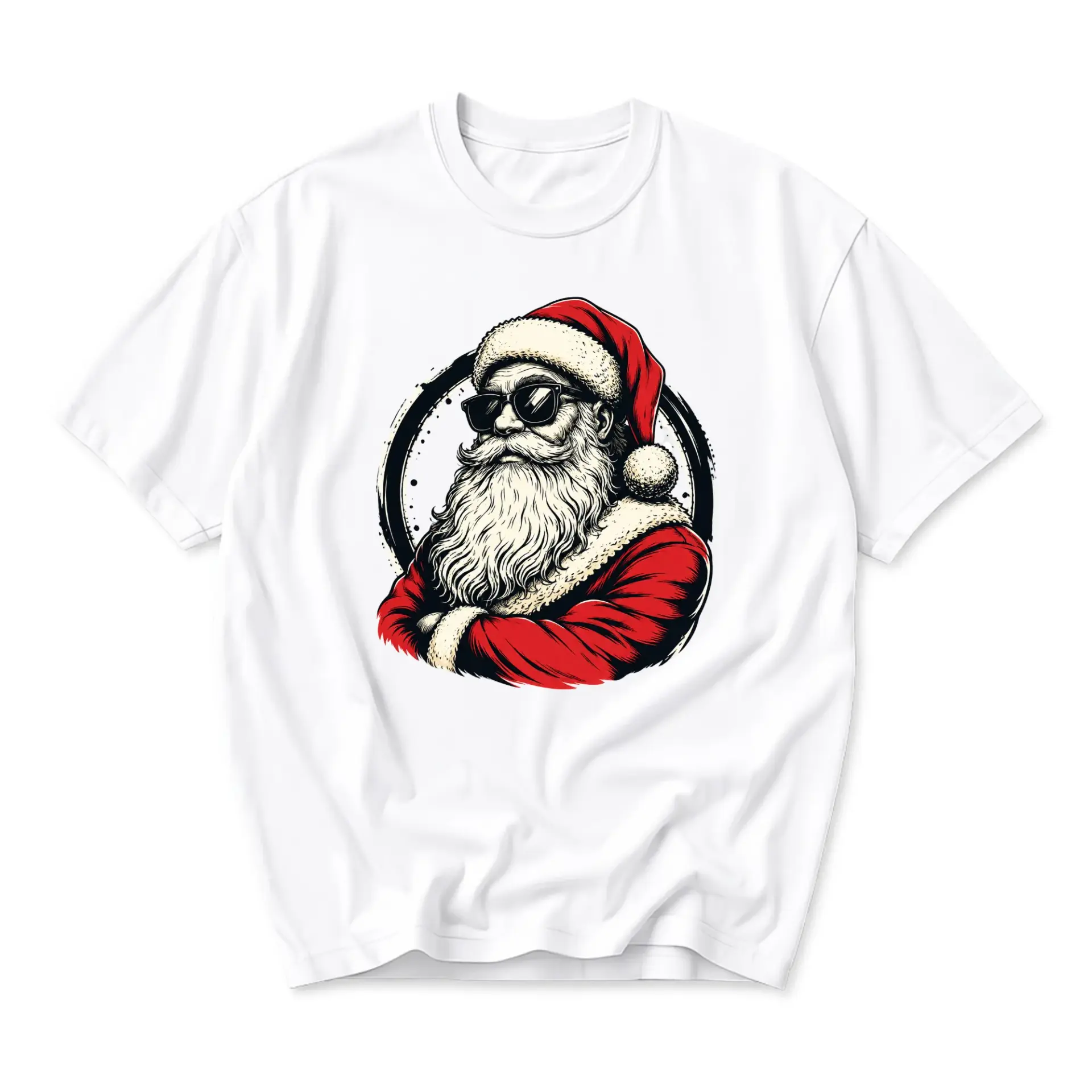 Graphic Tee Santa Claus Wearing Sunglasses Cool Holiday Print Unisex Crew