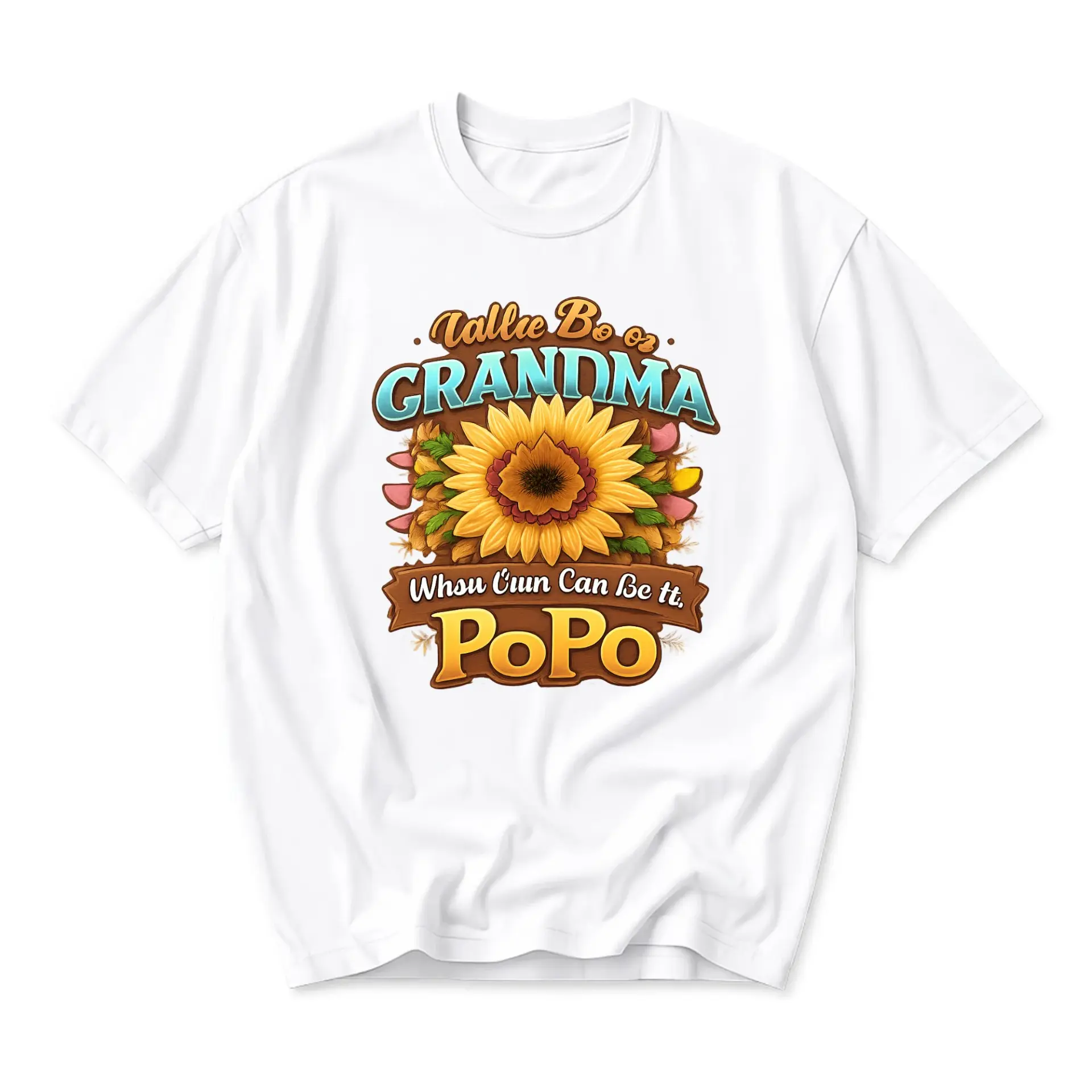 Graphic Tee Unisex Sunflower Grandma Popo Shirt Casual Everyday Wear Floral