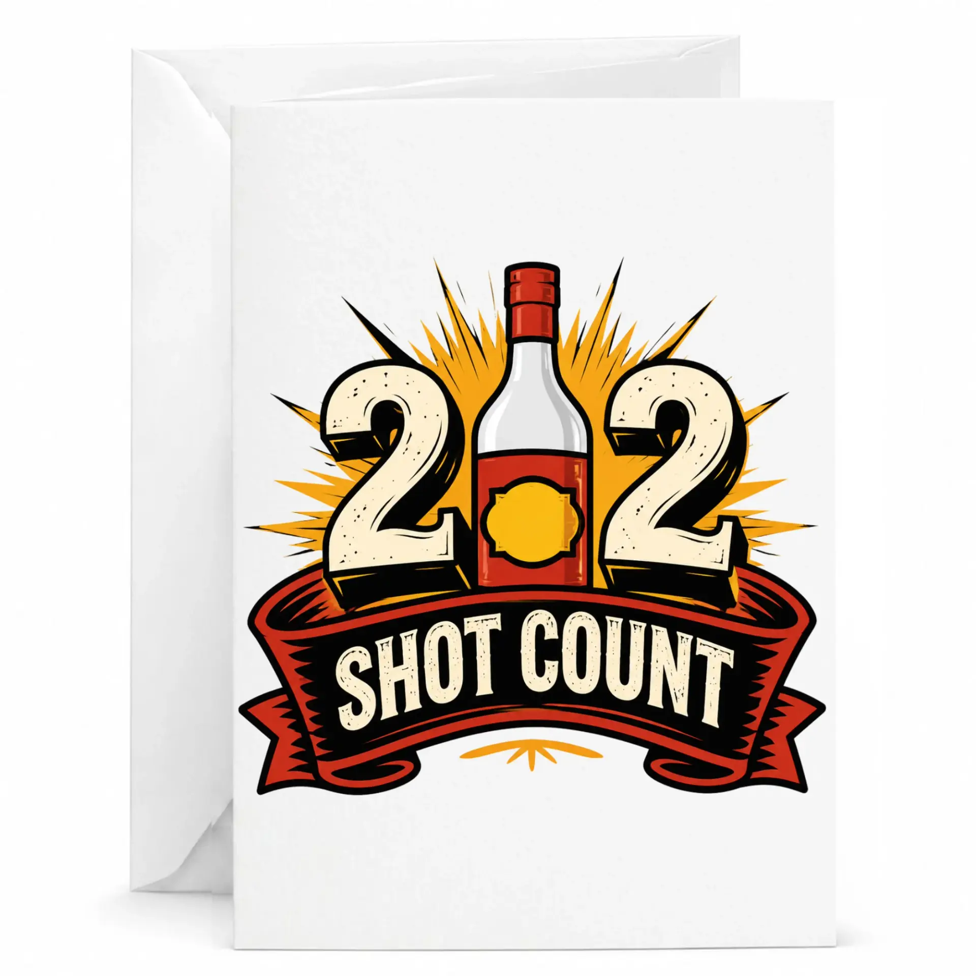 Funny Shot Count Greeting Card 21st Birthday Party Celebration Card with Matching White Envelope for Friends