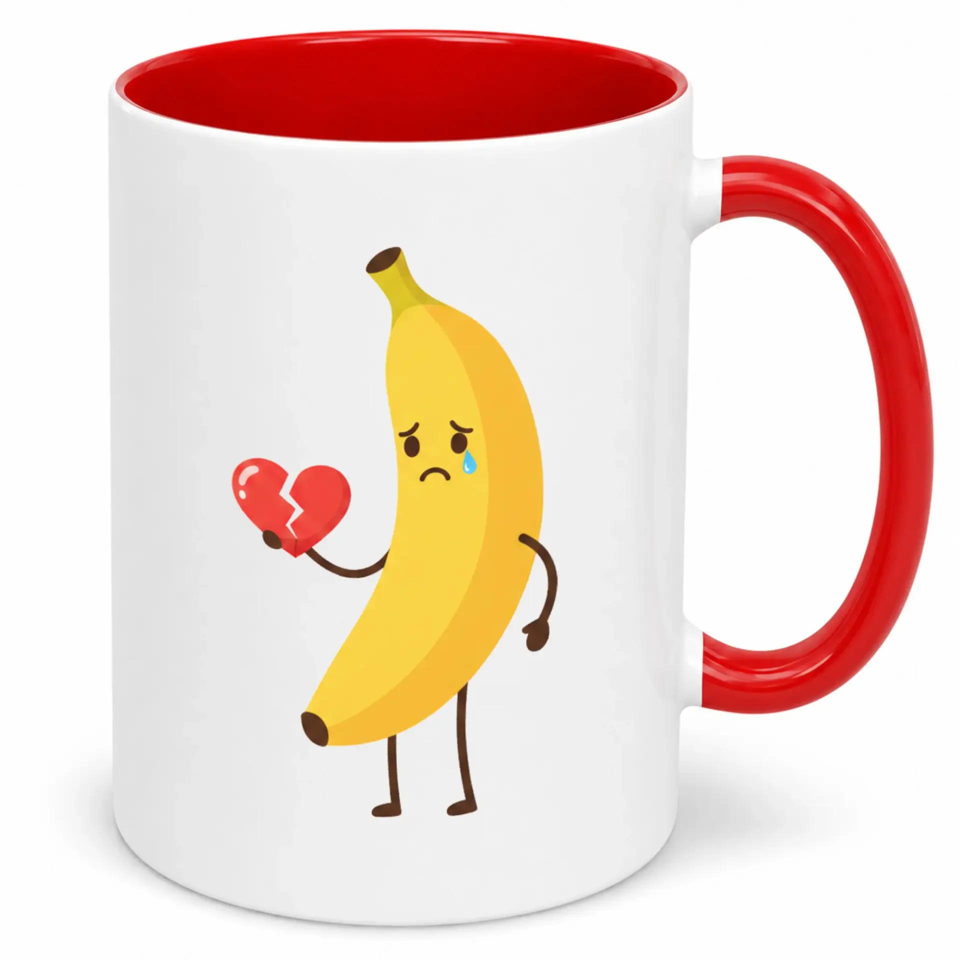 Funny Ceramic Coffee Mug with Sad Crying Banana and Broken Heart Design - Unique Drinkware for Tea and Hot Cocoa Lovers, Office Kitchen Gift