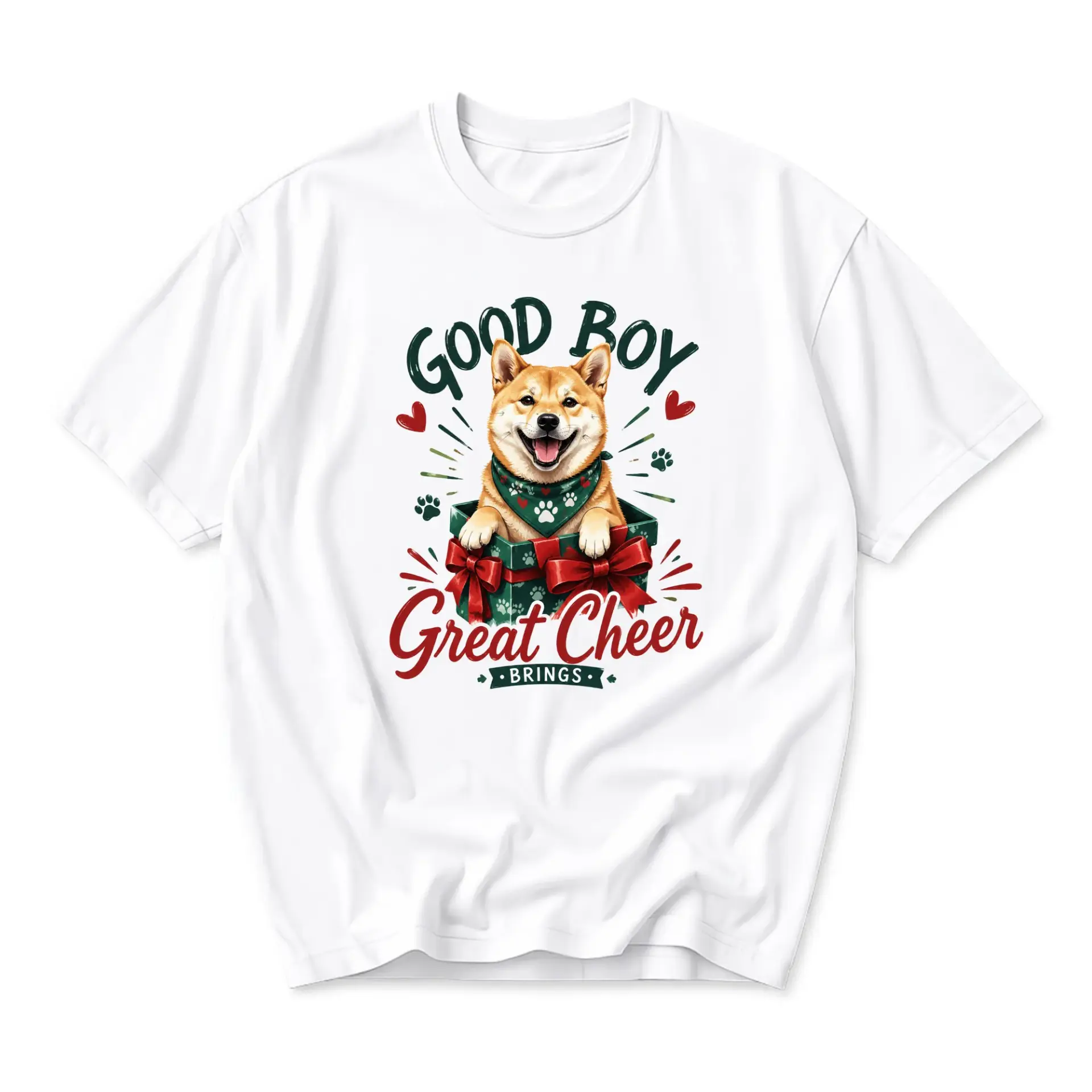 Graphic Tee Good Boy Great Cheer Dog Present Unisex Crew Neck Shirt for