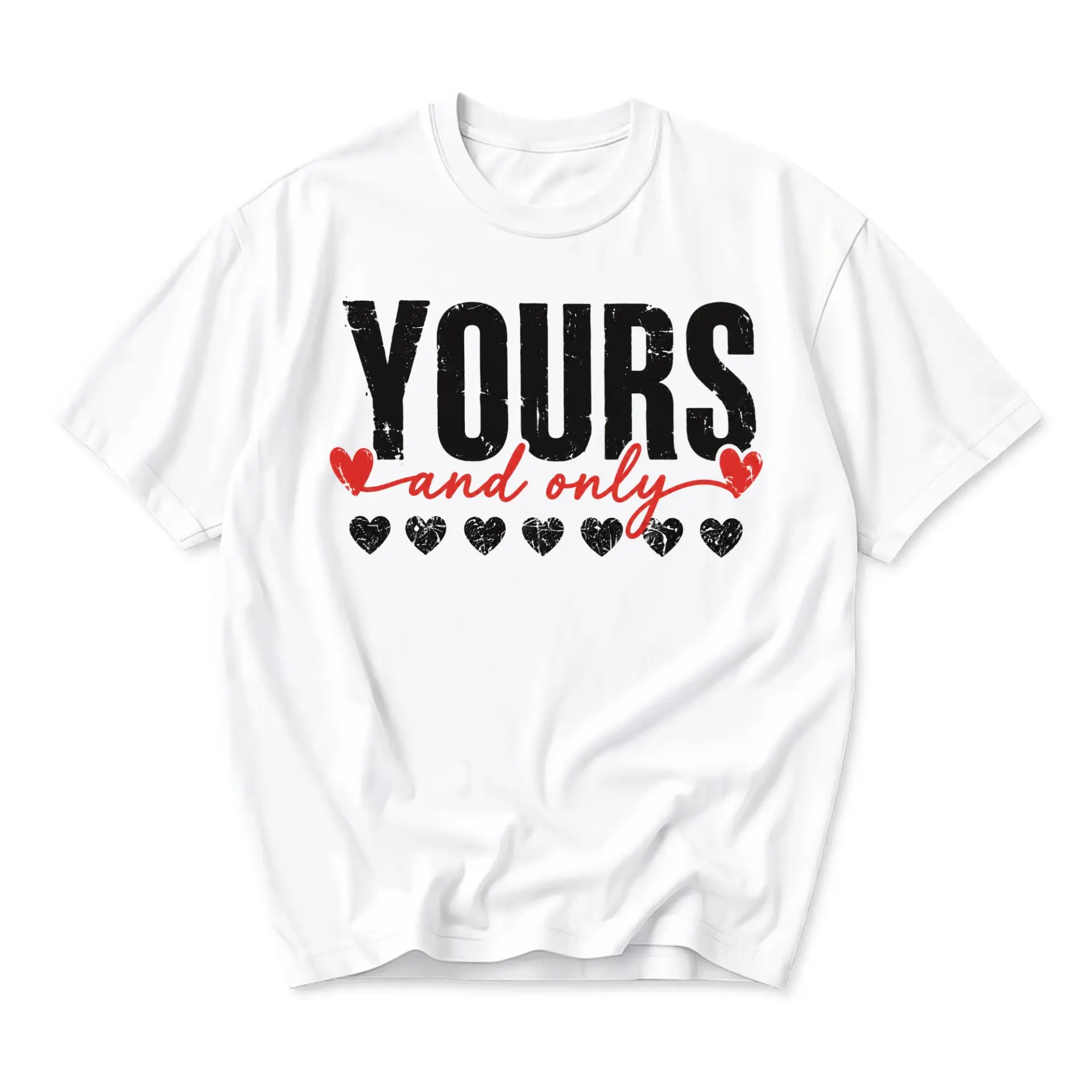 Graphic Tee Yours and Only Heart Design Unisex Crew Neck Short Sleeve Shirt for Casual Everyday Apparel Style